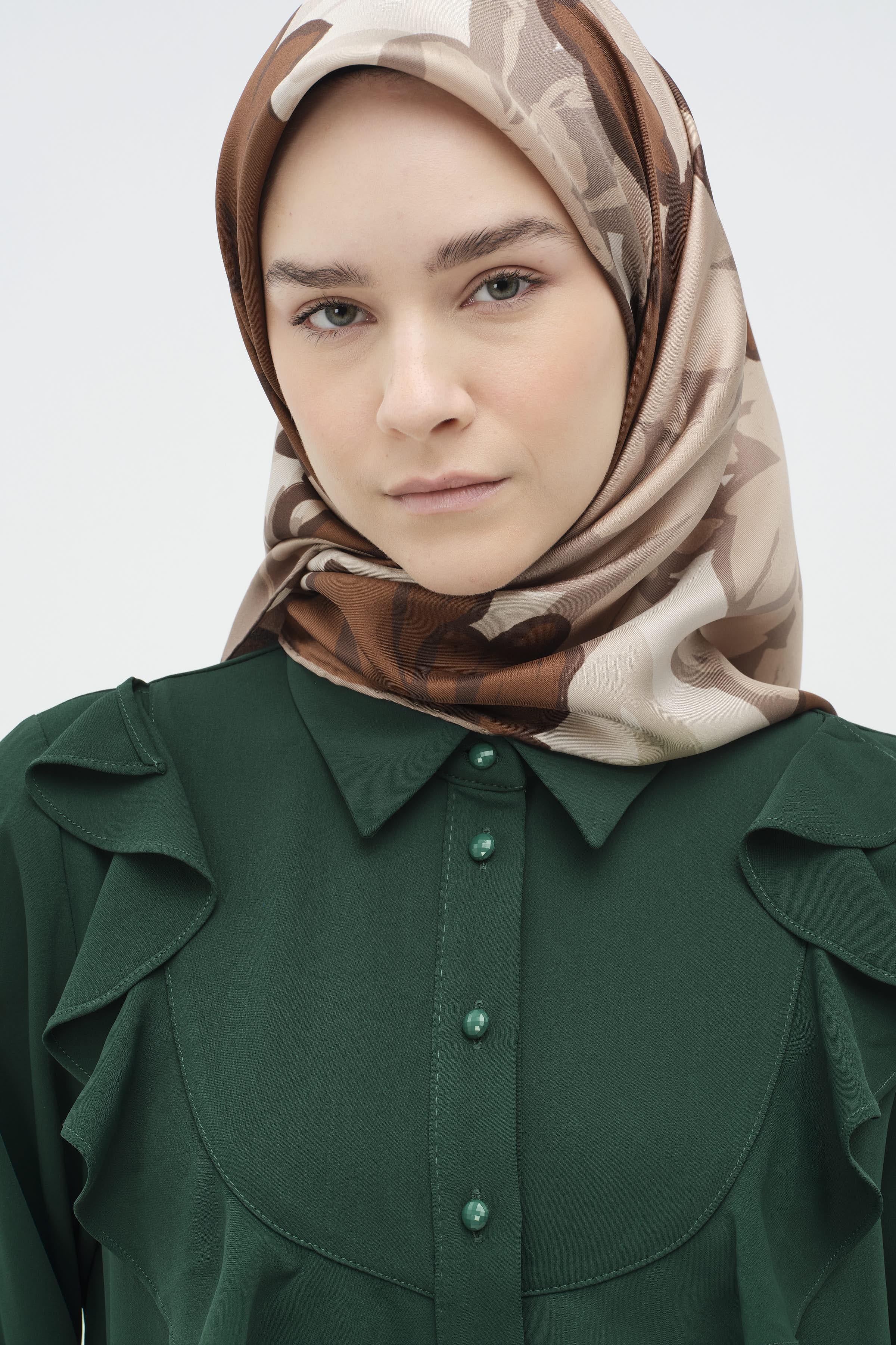 Robalı Volan Detaylı Tunik - Zümrüt TUGBA