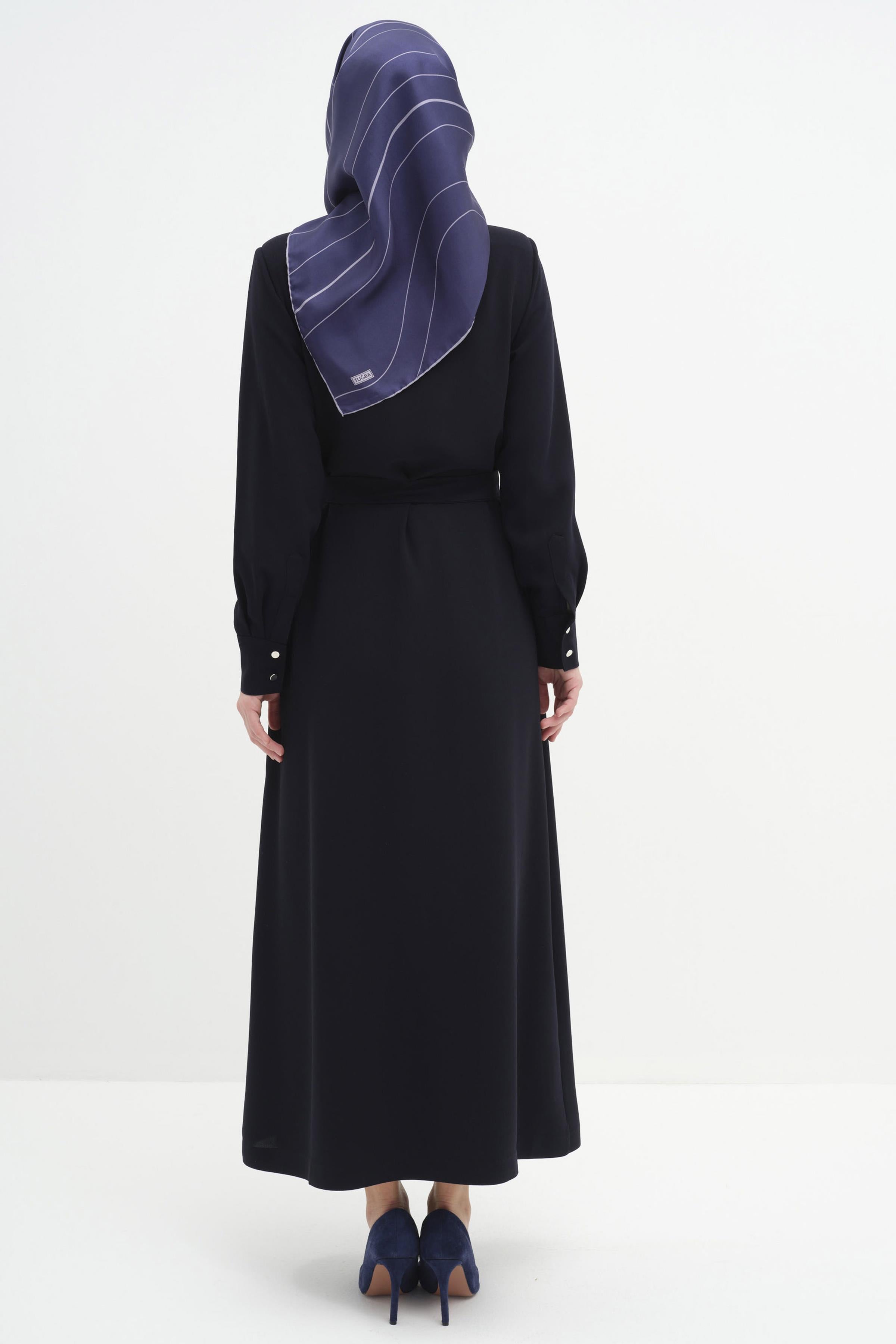 Robası Plise Detaylı Pardesü - Lacivert TUGBA