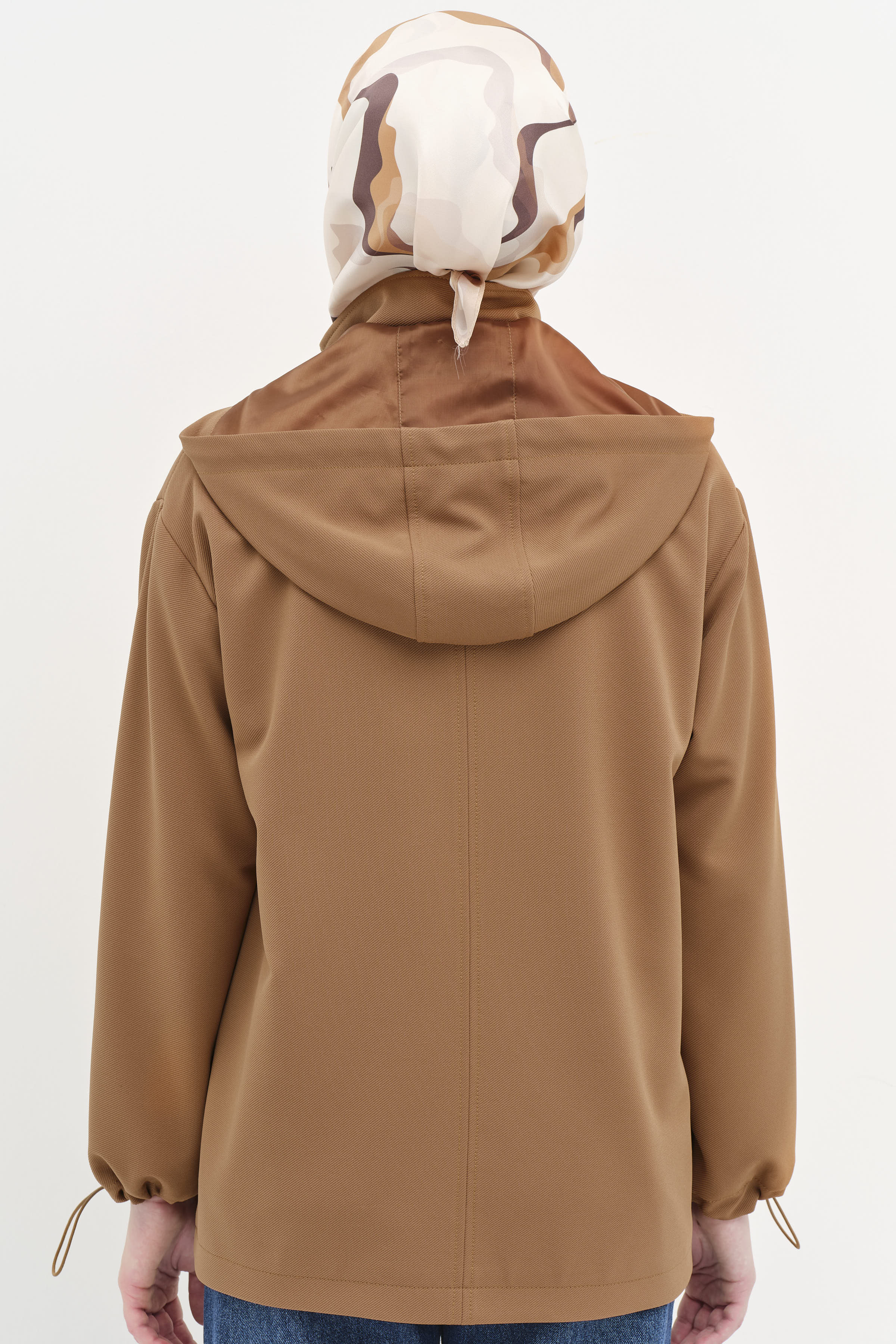 Rüzgarlık Detaylı Kapüşonlu Mont - Taba TUGBA