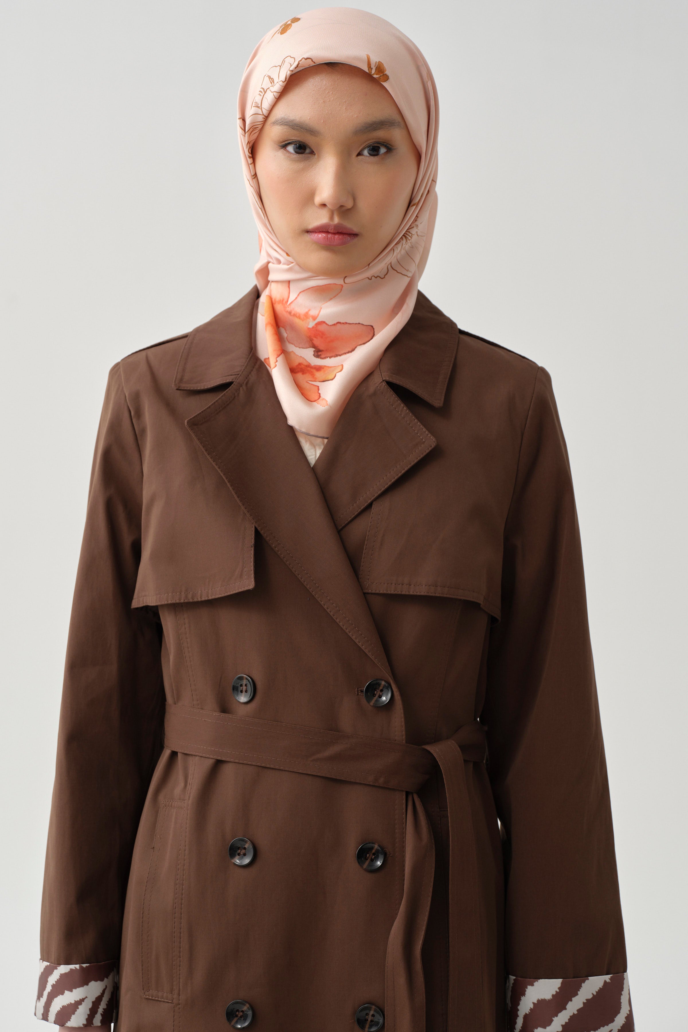 Rüzgarlık Detaylı Kruvaze Trençkot - Kahve TUGBA