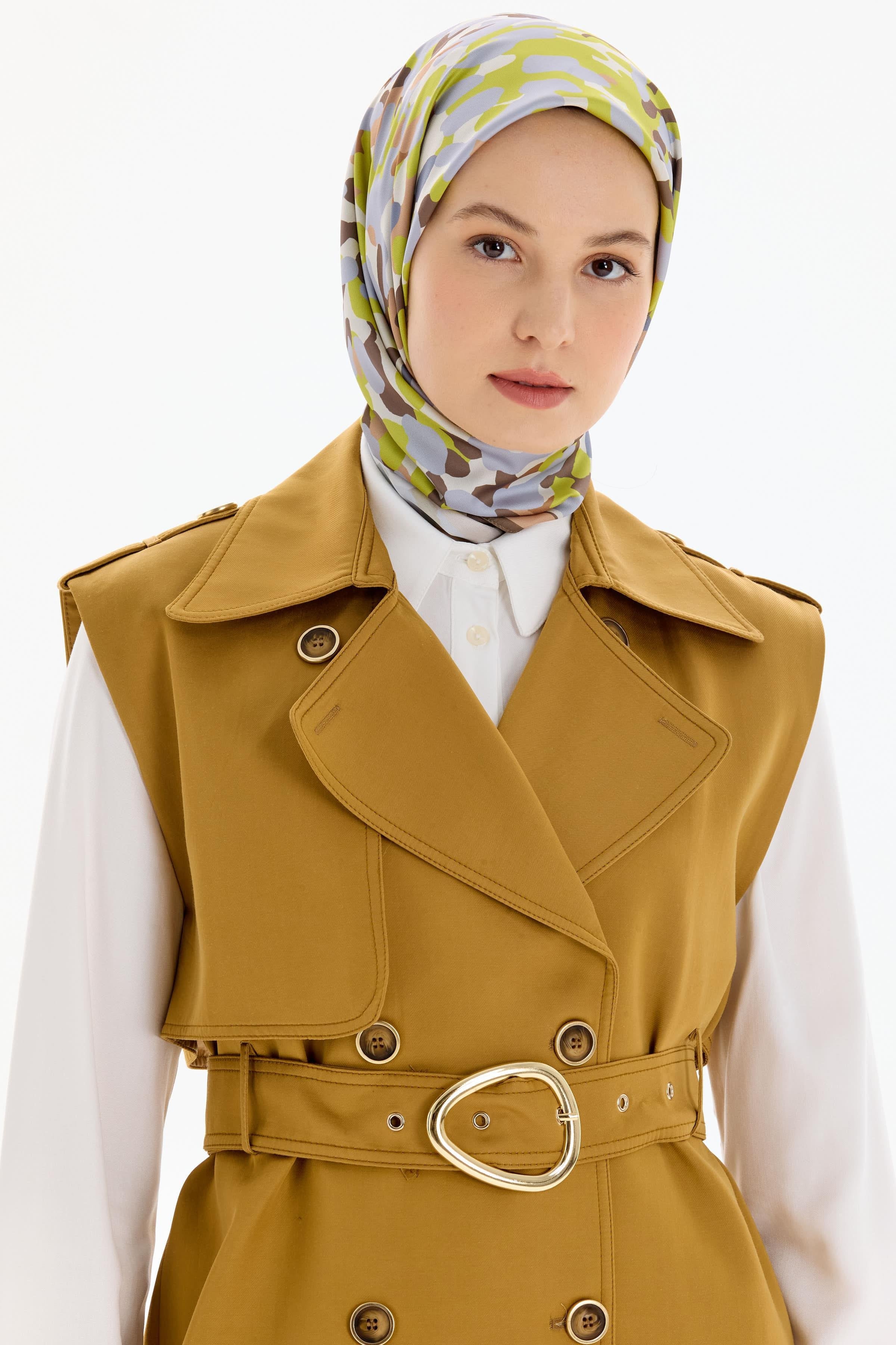 Rüzgarlık Detaylı Kruvaze Yelek - Camel TUGBA