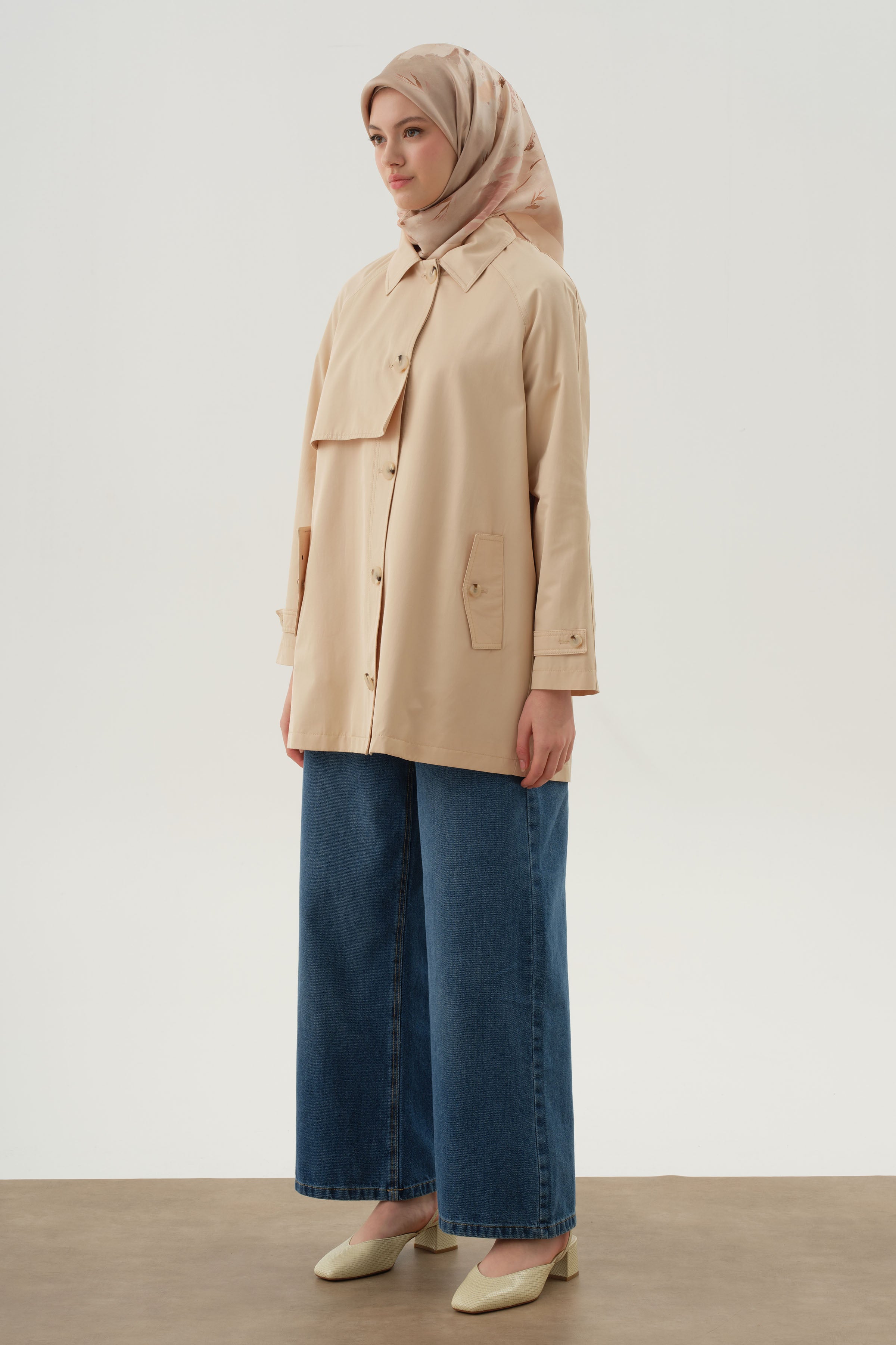 Rüzgarlık Detaylı Parka - Bej TUGBA