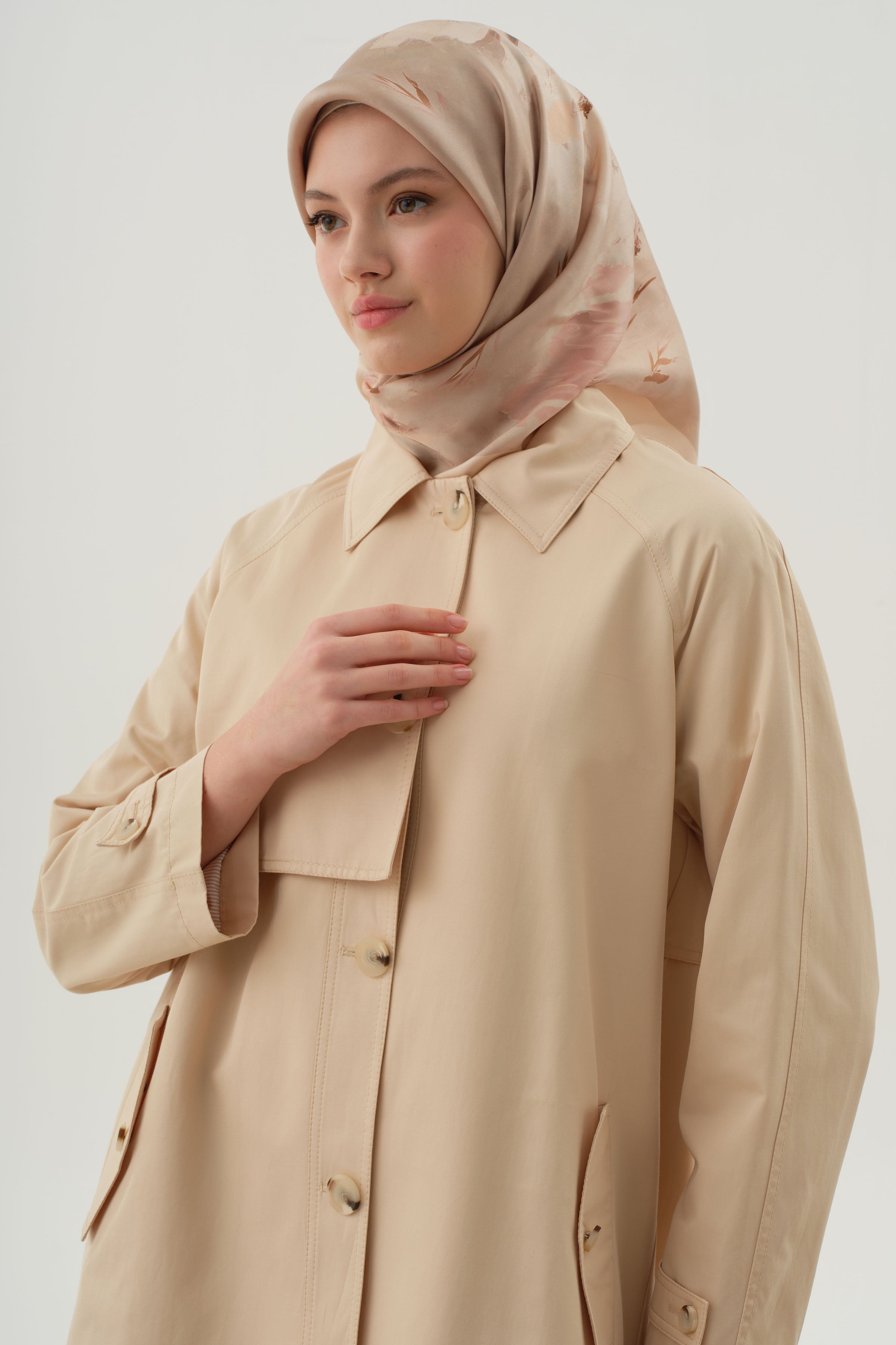 Rüzgarlık Detaylı Parka - Bej TUGBA