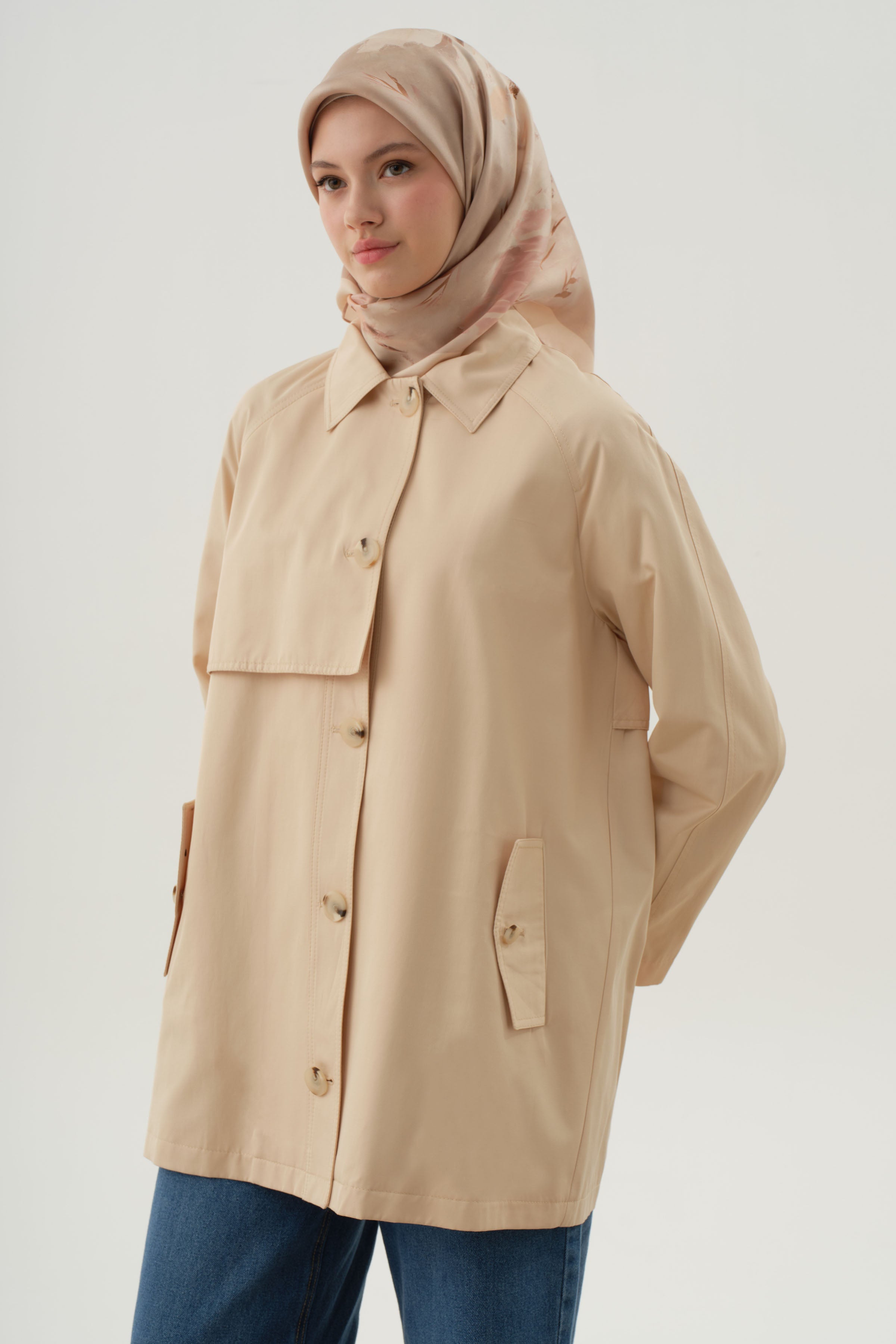 Rüzgarlık Detaylı Parka - Bej TUGBA