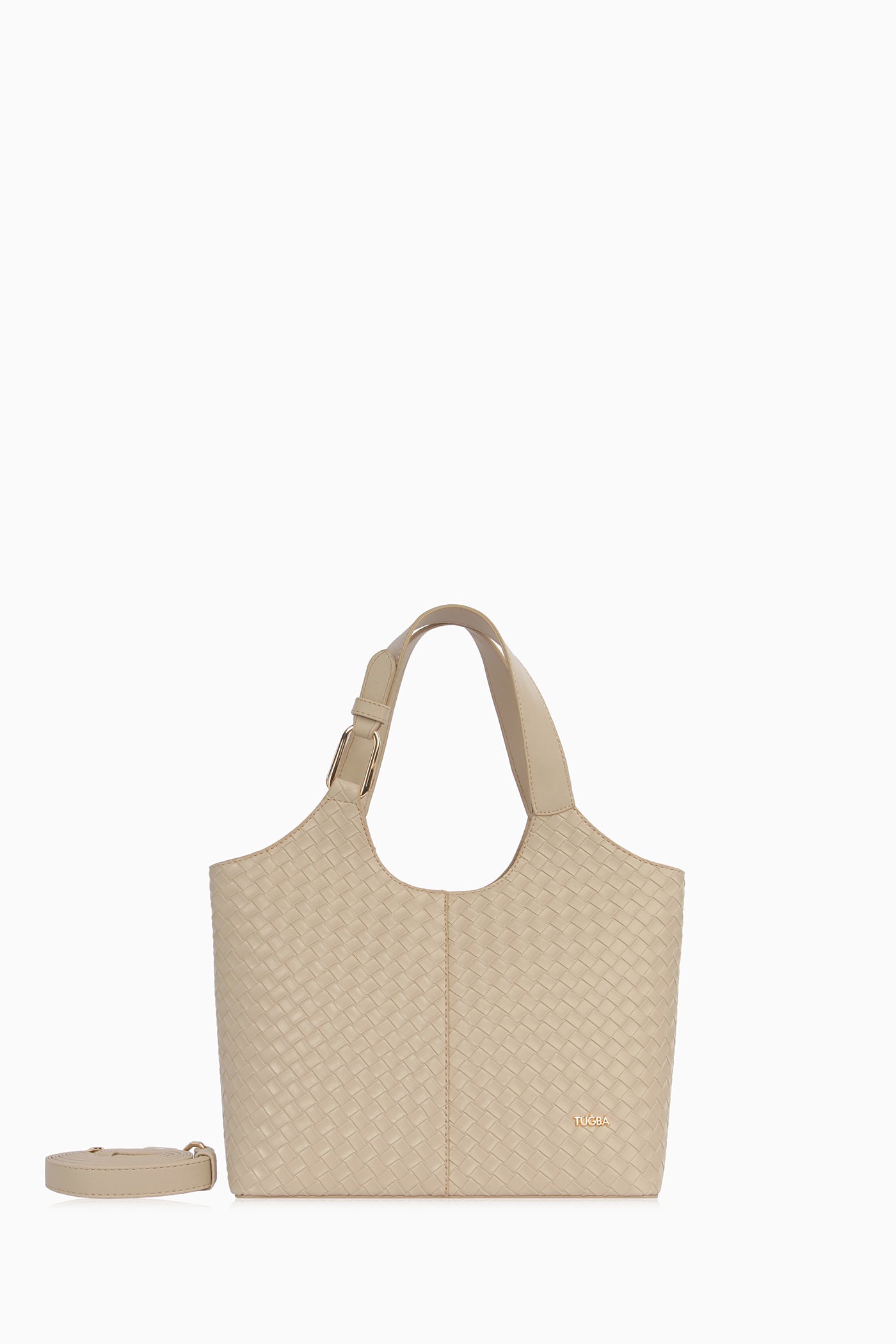 Hasır Örgü Desenli Çanta - Bej TUGBA