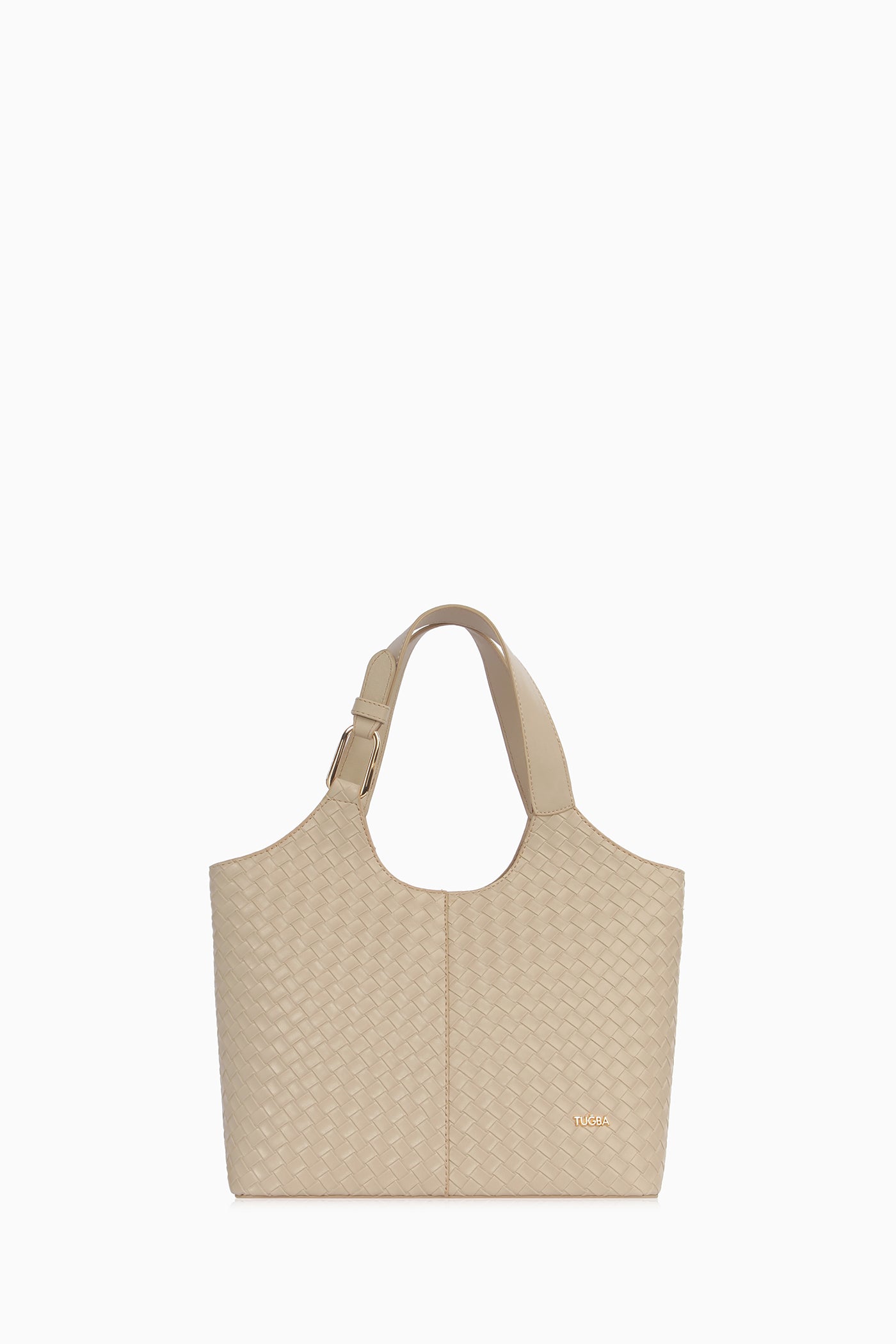 Hasır Örgü Desenli Çanta - Bej TUGBA