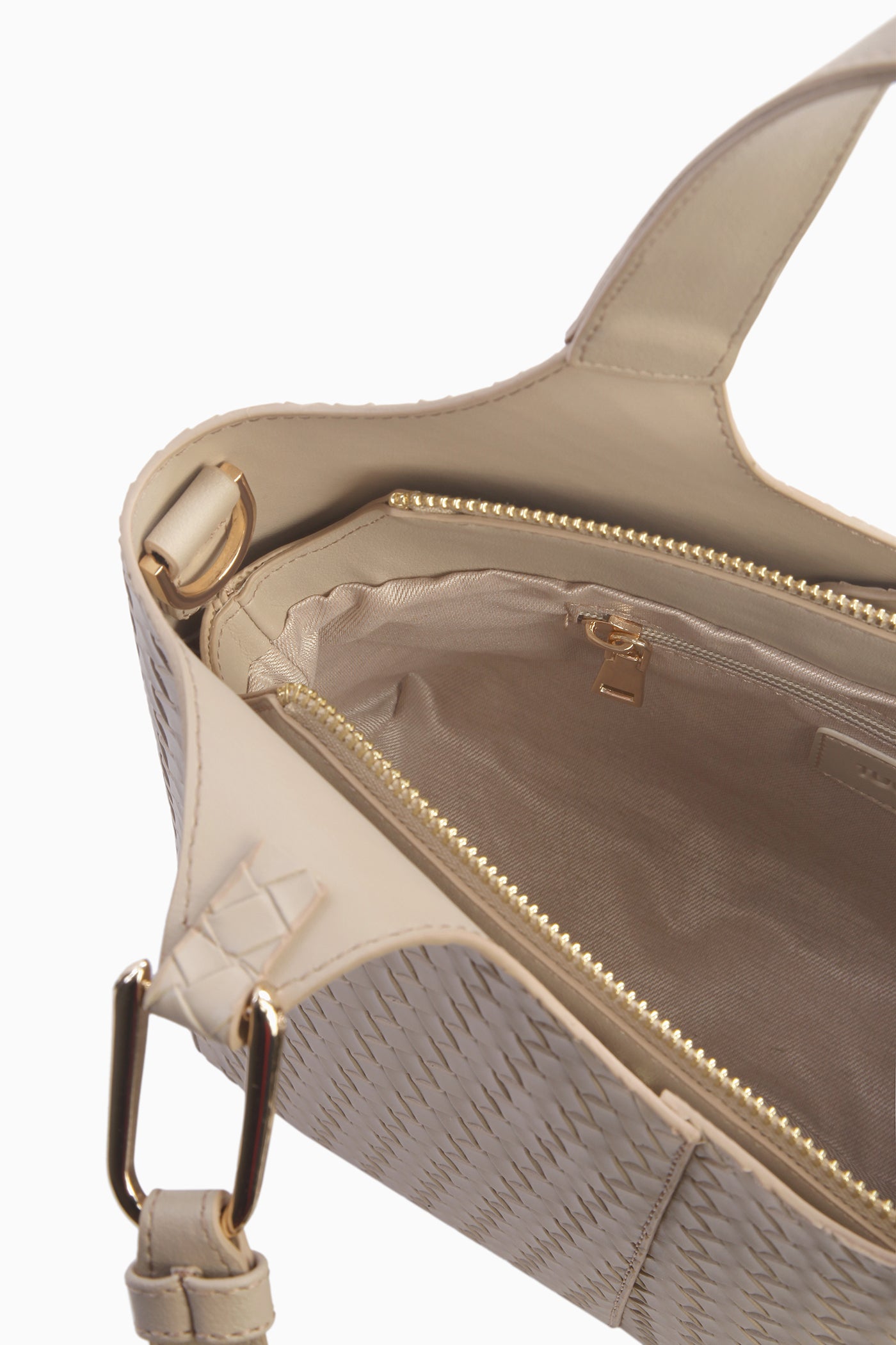 Hasır Örgü Desenli Çanta - Bej TUGBA