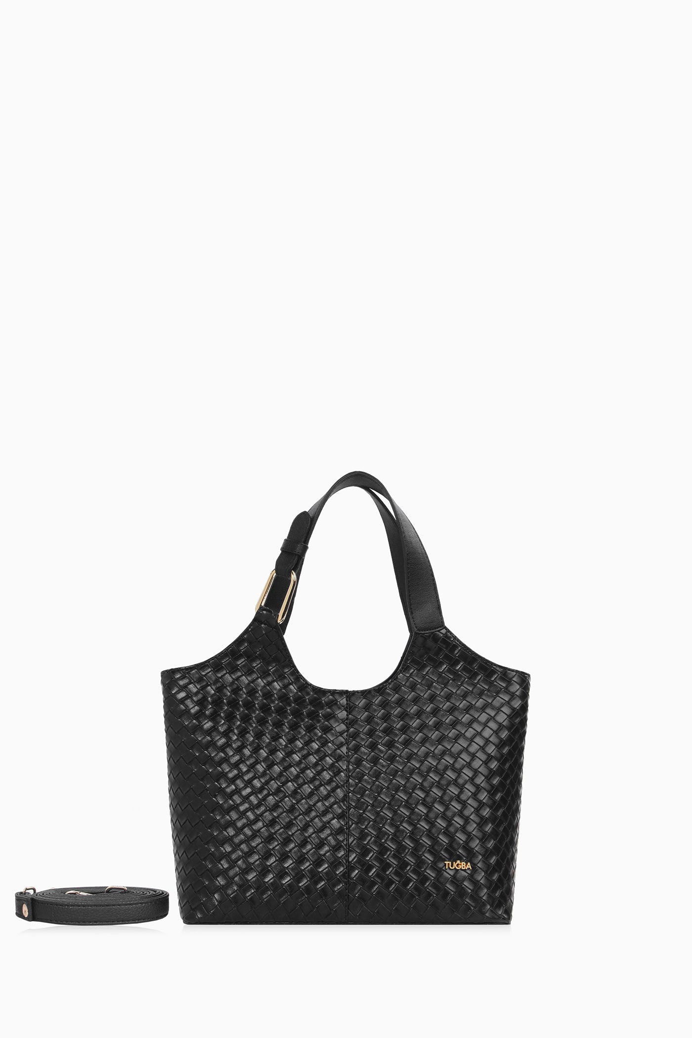 Hasır Örgü Desenli Çanta - Siyah TUGBA