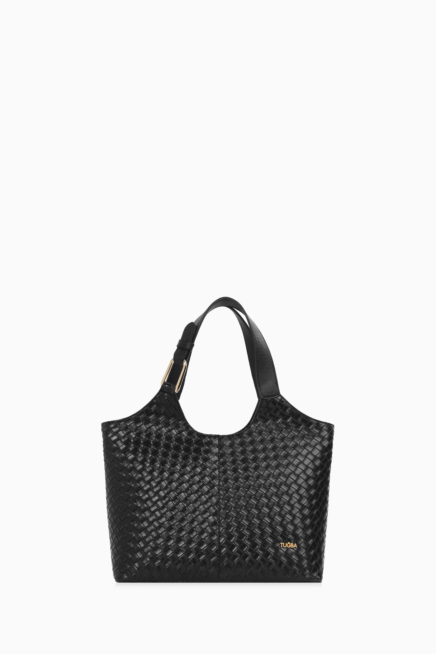 Hasır Örgü Desenli Çanta - Siyah TUGBA