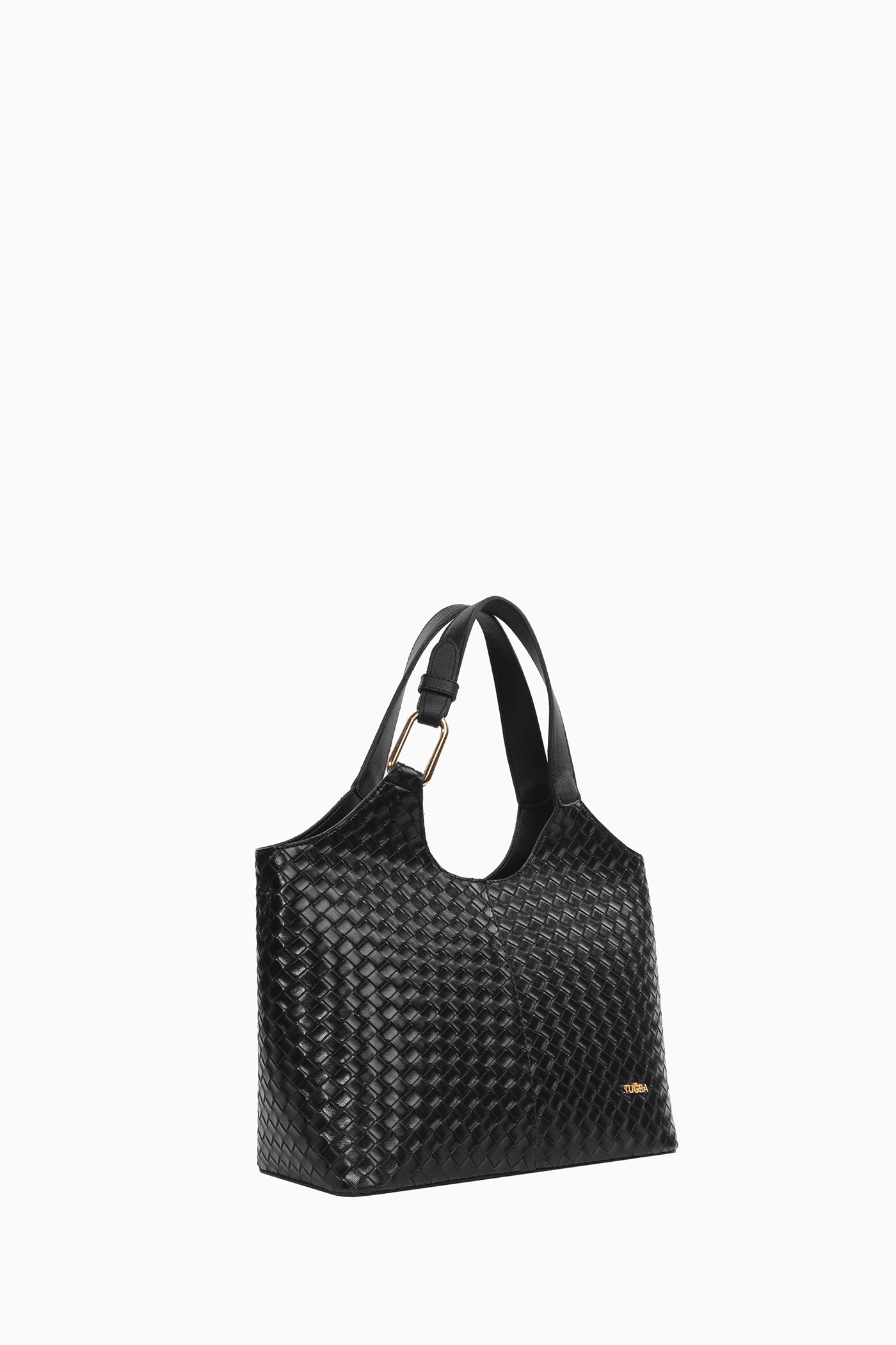 Hasır Örgü Desenli Çanta - Siyah TUGBA