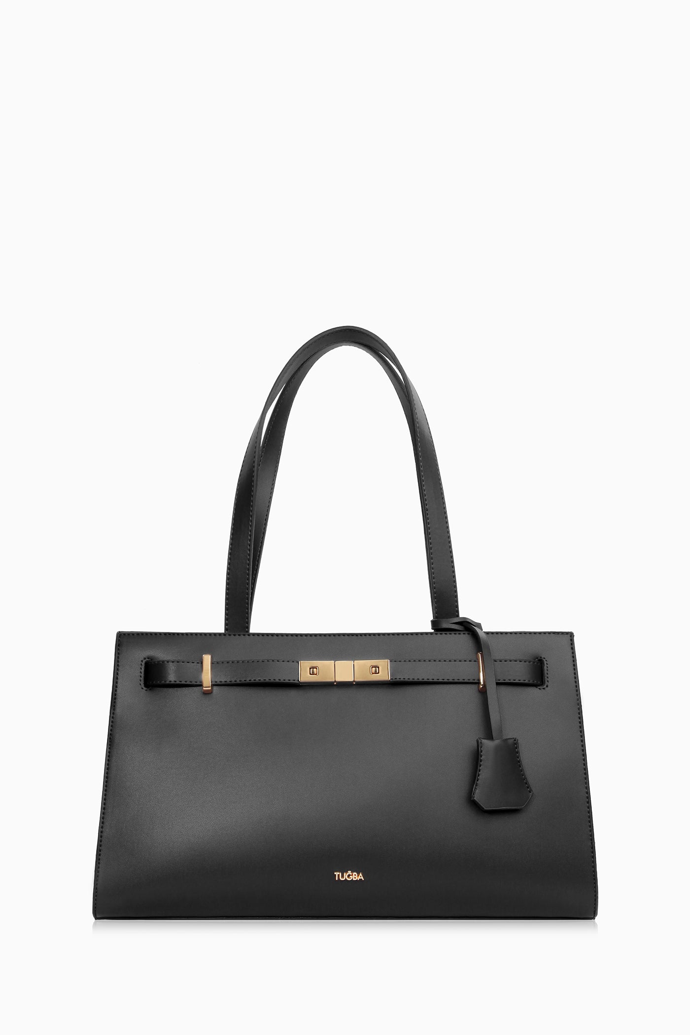 Şerit Kemer Detaylı Çanta - Siyah TUGBA