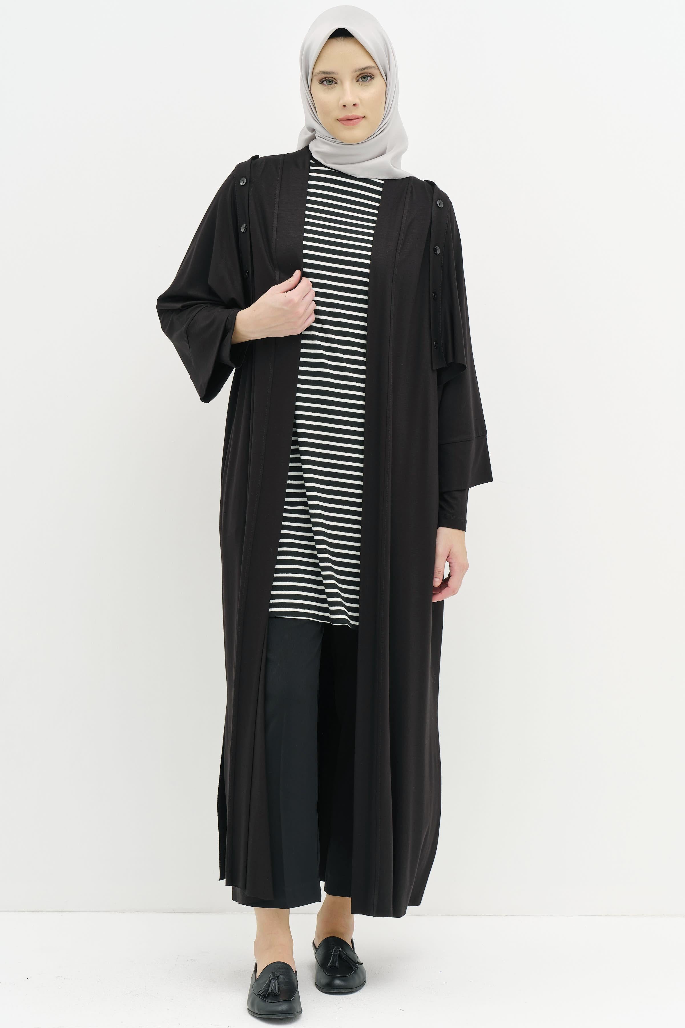 Seyyar Kollu İkili Örme Takım - Siyah TUGBA