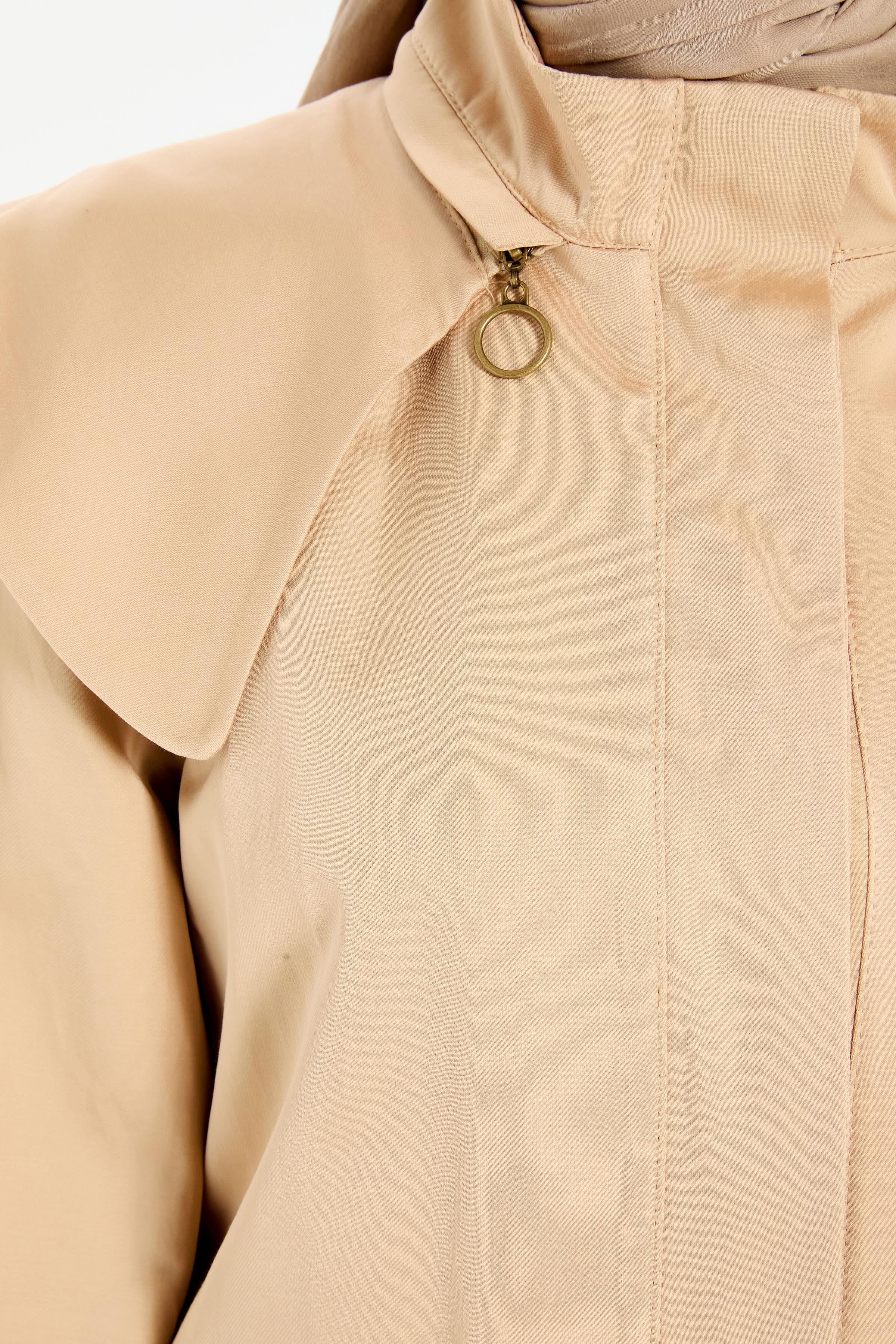 Seyyar Yakalı Trençkot - Bej TUGBA