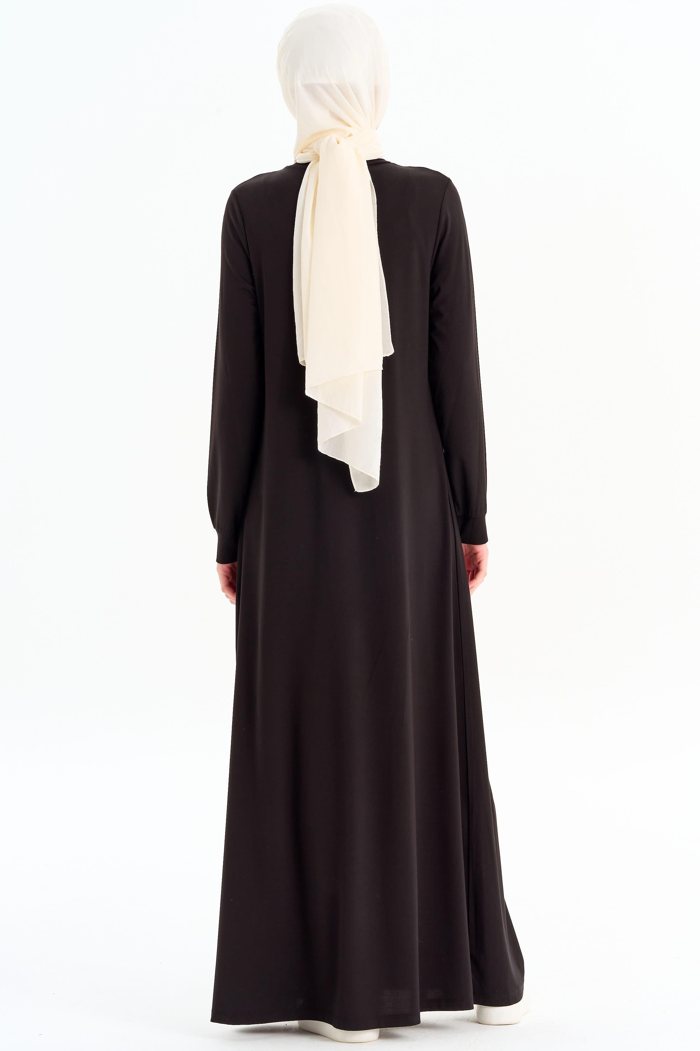 Sıfır Yaka Elbise - Siyah TUGBA