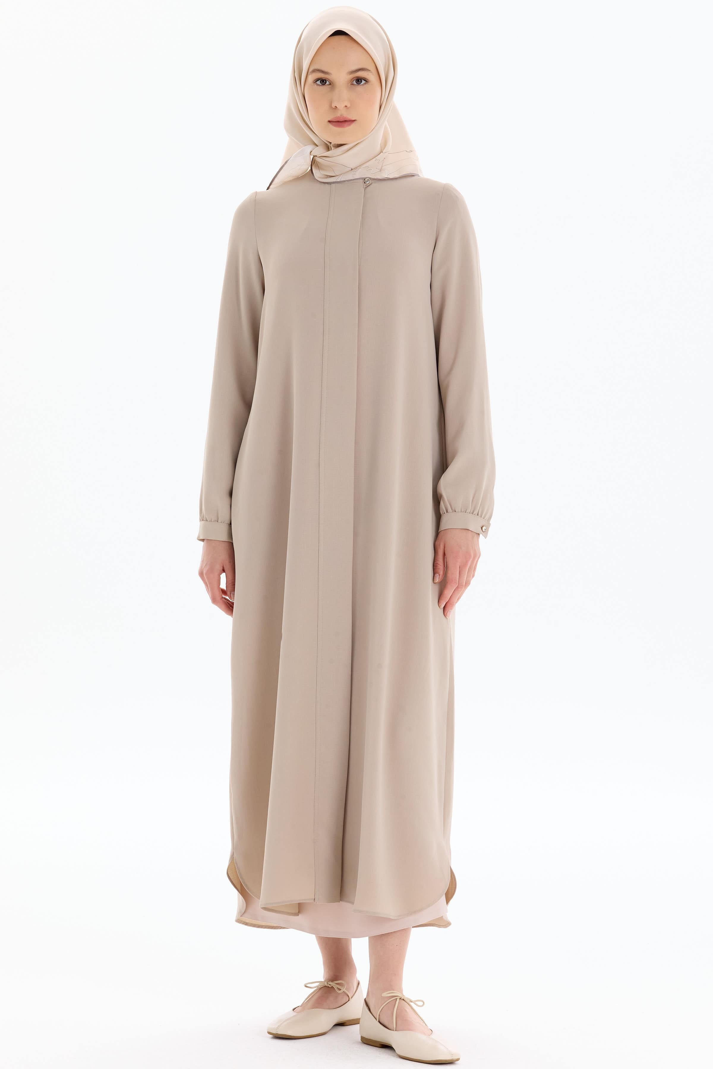 Sıfır Yaka Gizli Patlı Ferace - Taş TUĞBA