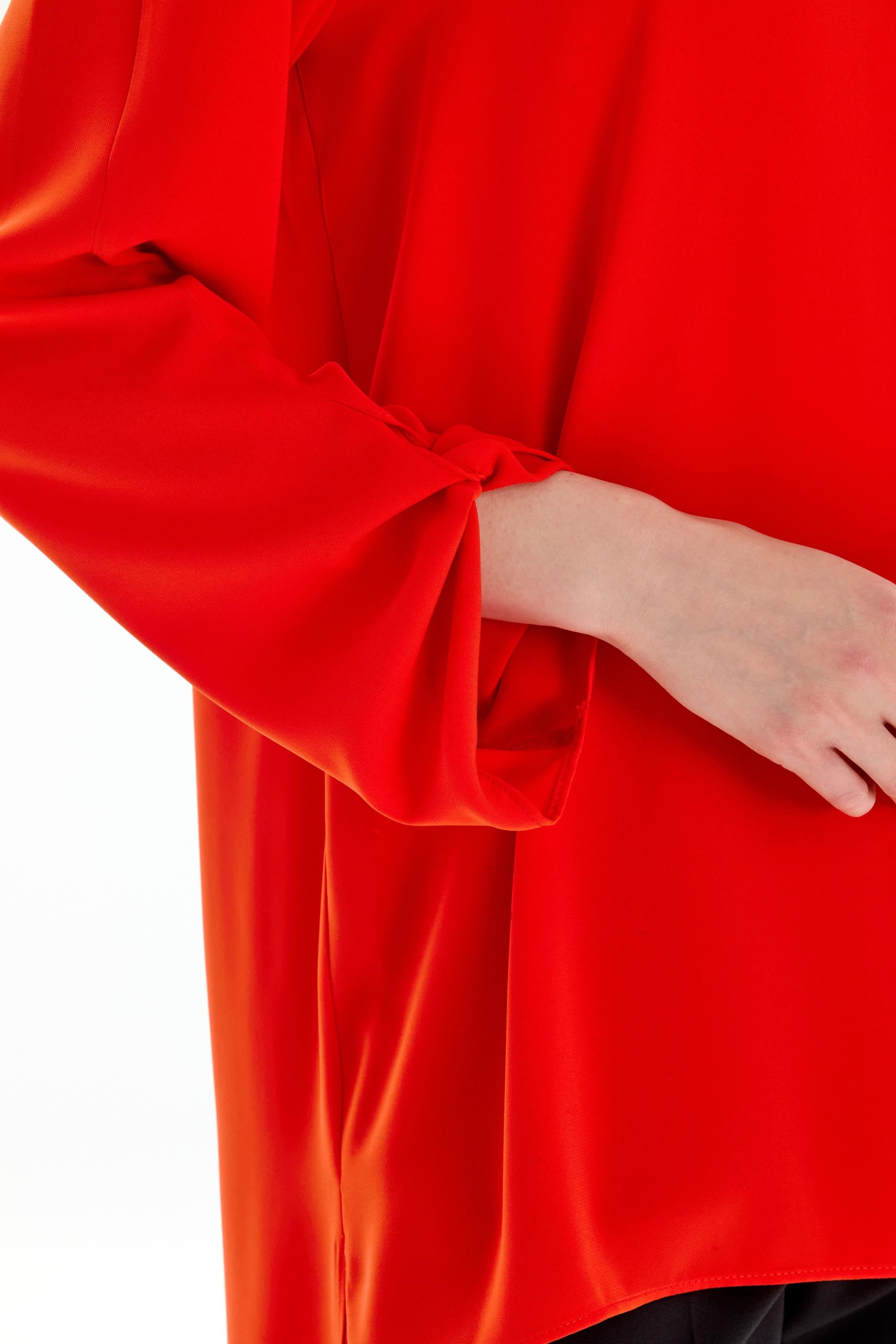 Sıfır Yaka Kol Detaylı Bluz - Mercan TUGBA