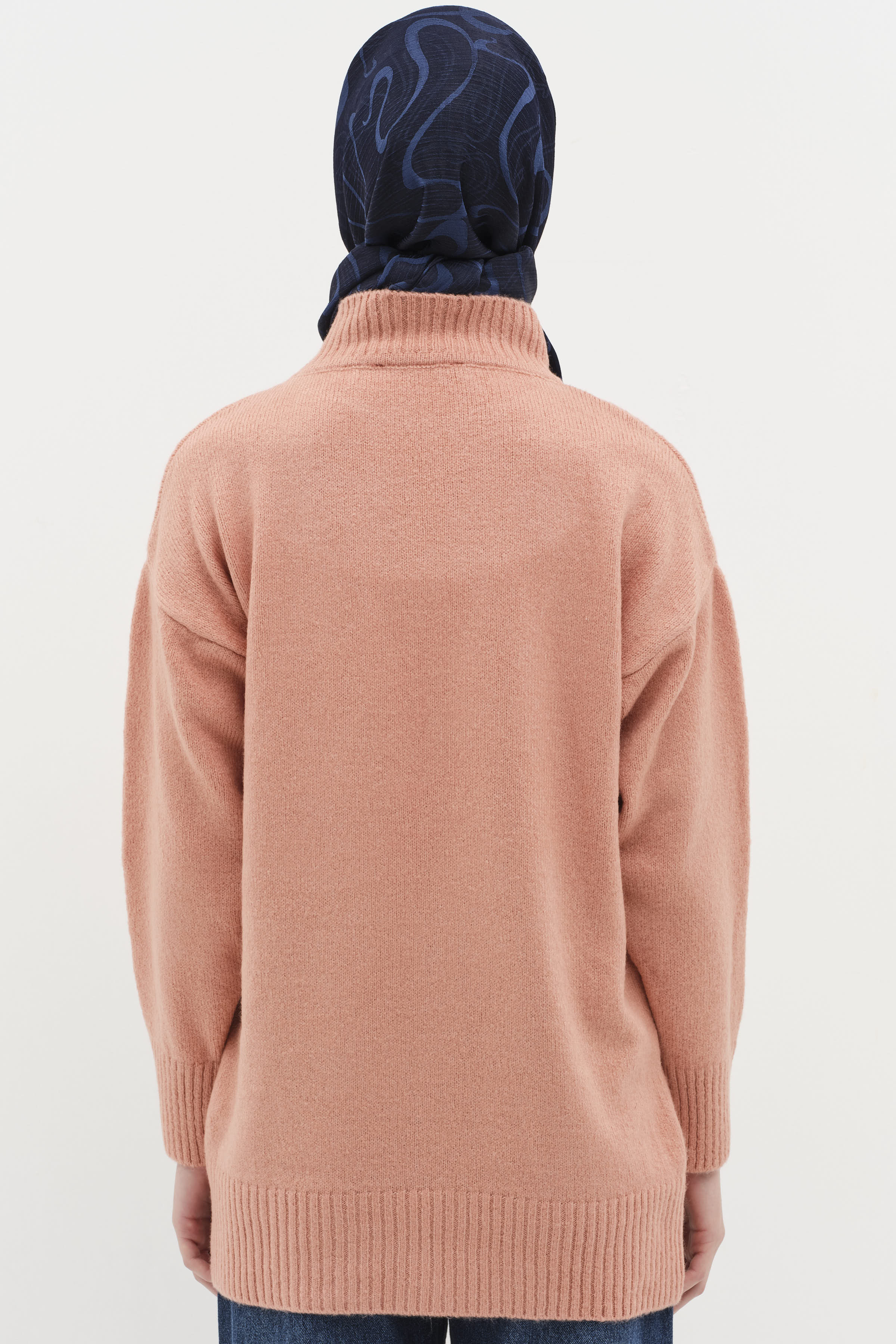 Sıfır Yaka Triko Tunik - Gül Kurusu TUGBA