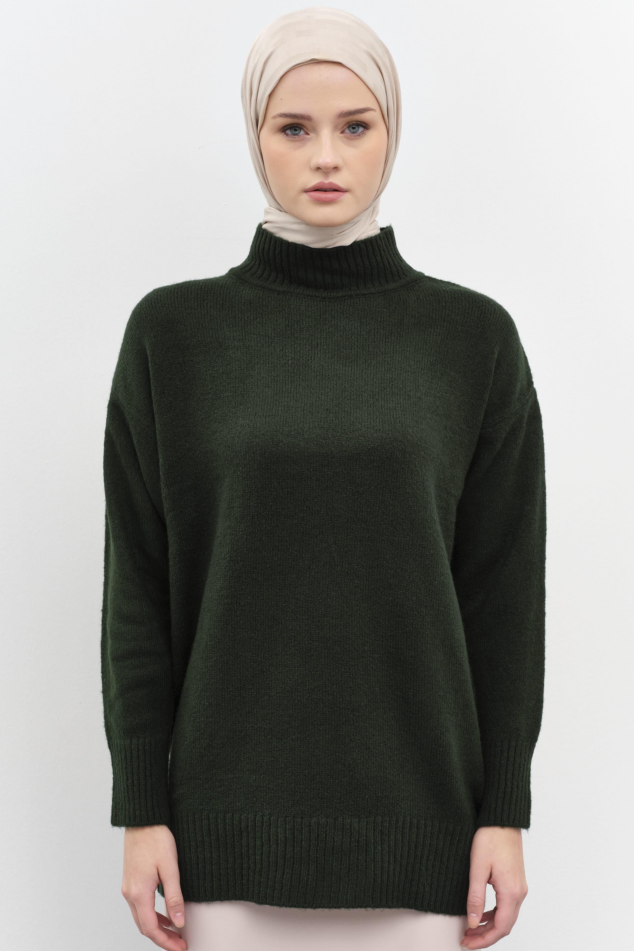 Sıfır Yaka Triko Tunik - Nefti TUGBA