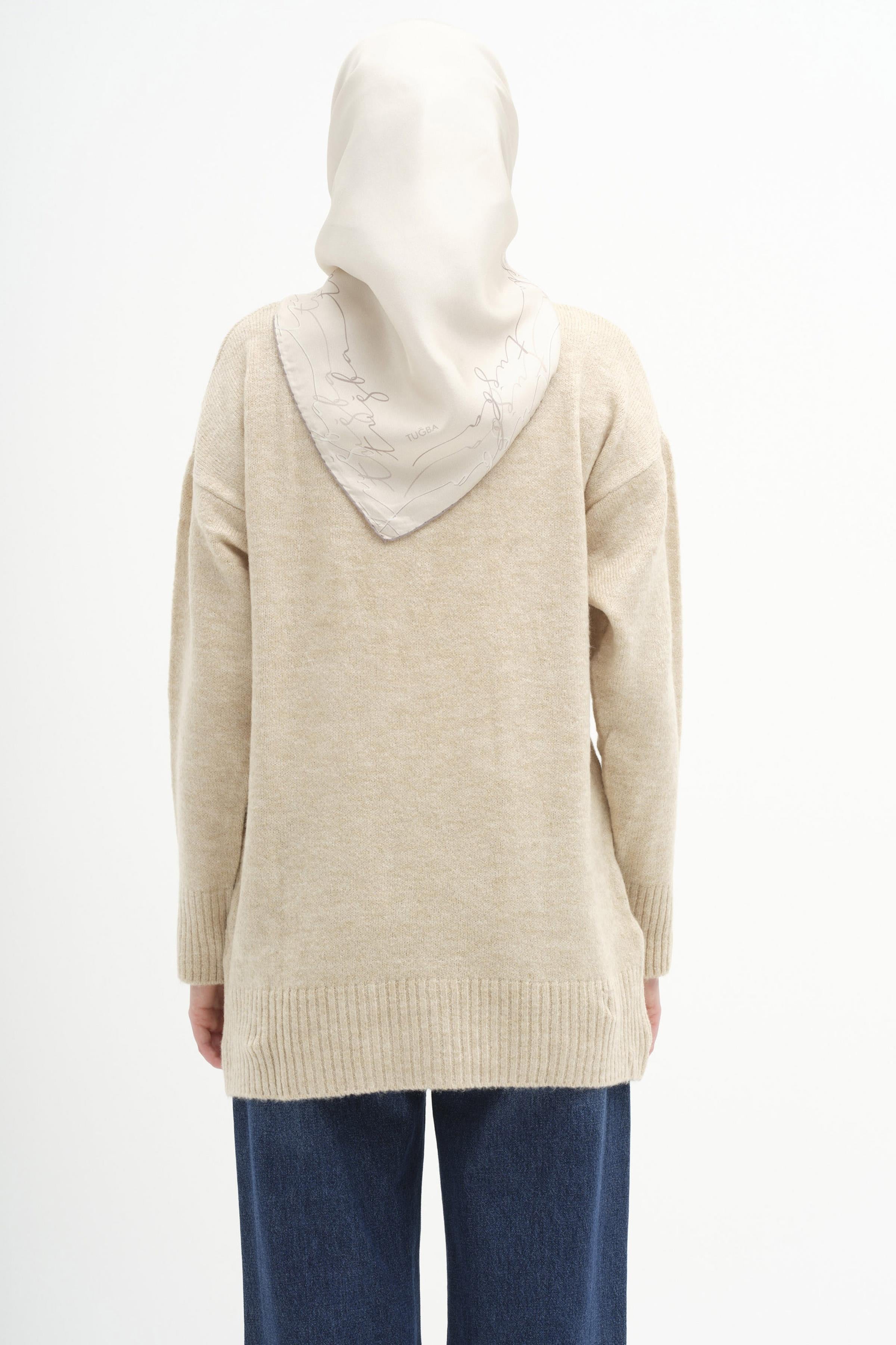 Sıfır Yaka Triko Tunik - Taş TUGBA