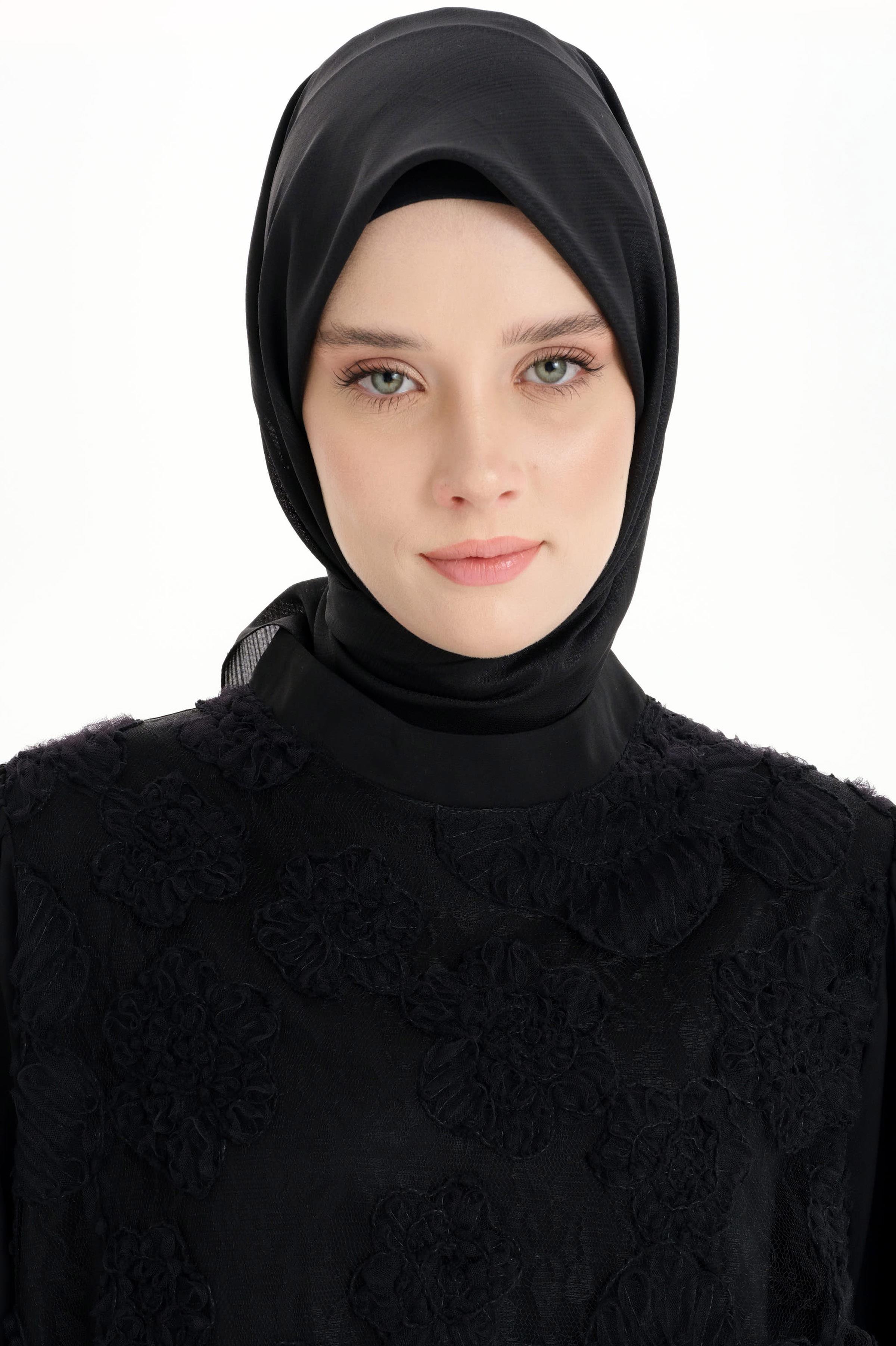 Şifon Eşarp - Siyah TUGBA