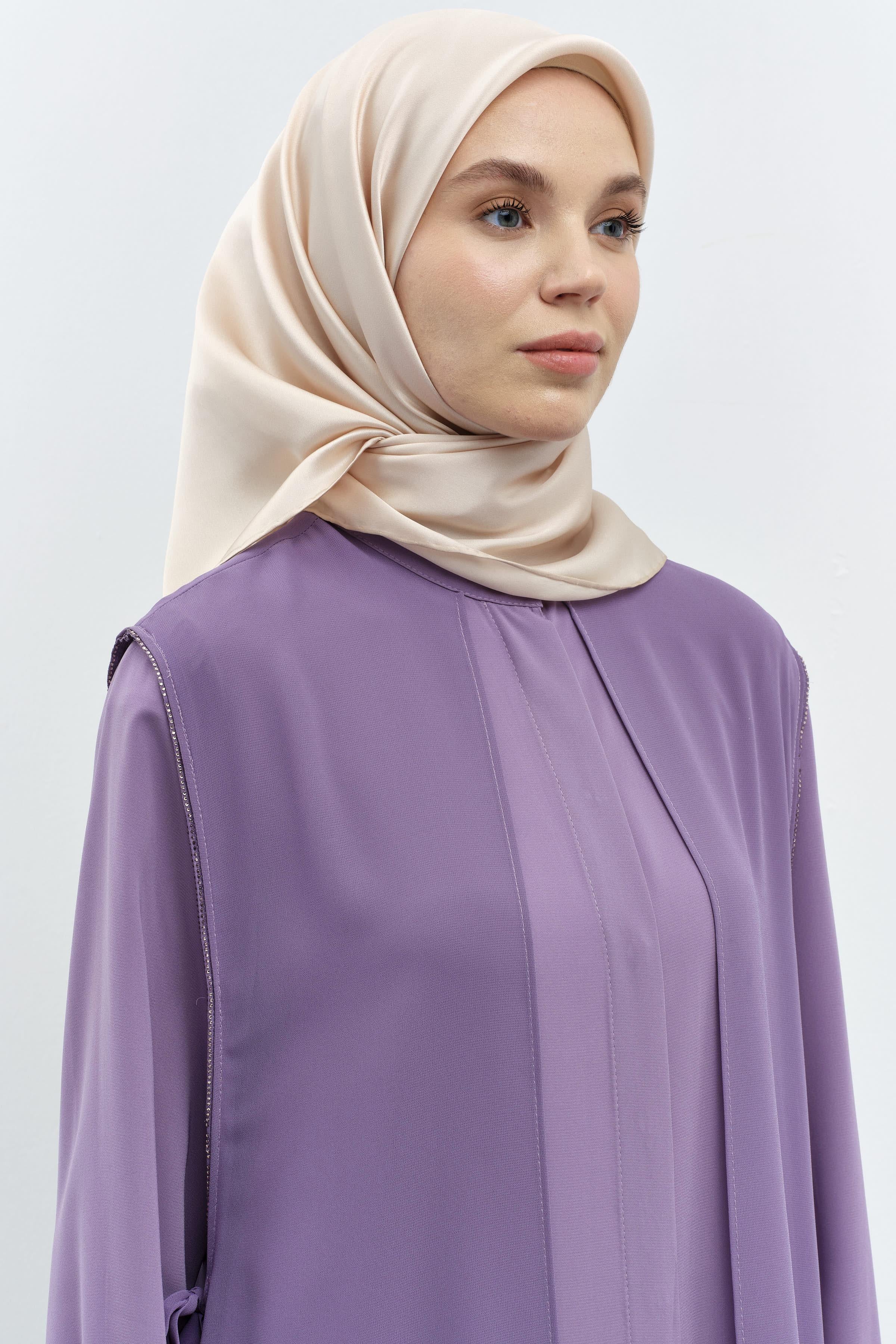 Şifon Garnili Yandan Bağlamalı Tunik - Lila TUGBA