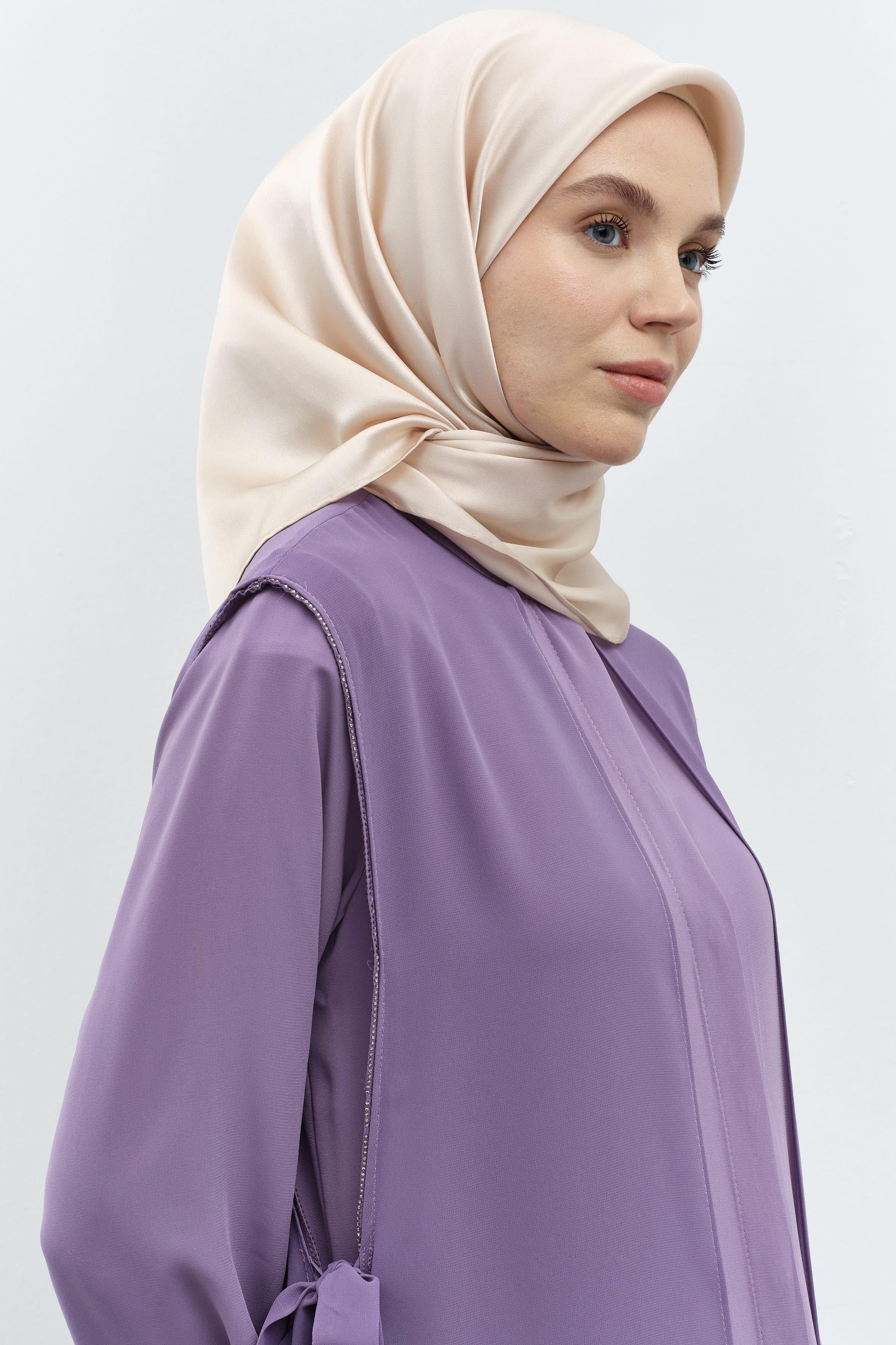 Şifon Garnili Yandan Bağlamalı Tunik - Lila TUGBA