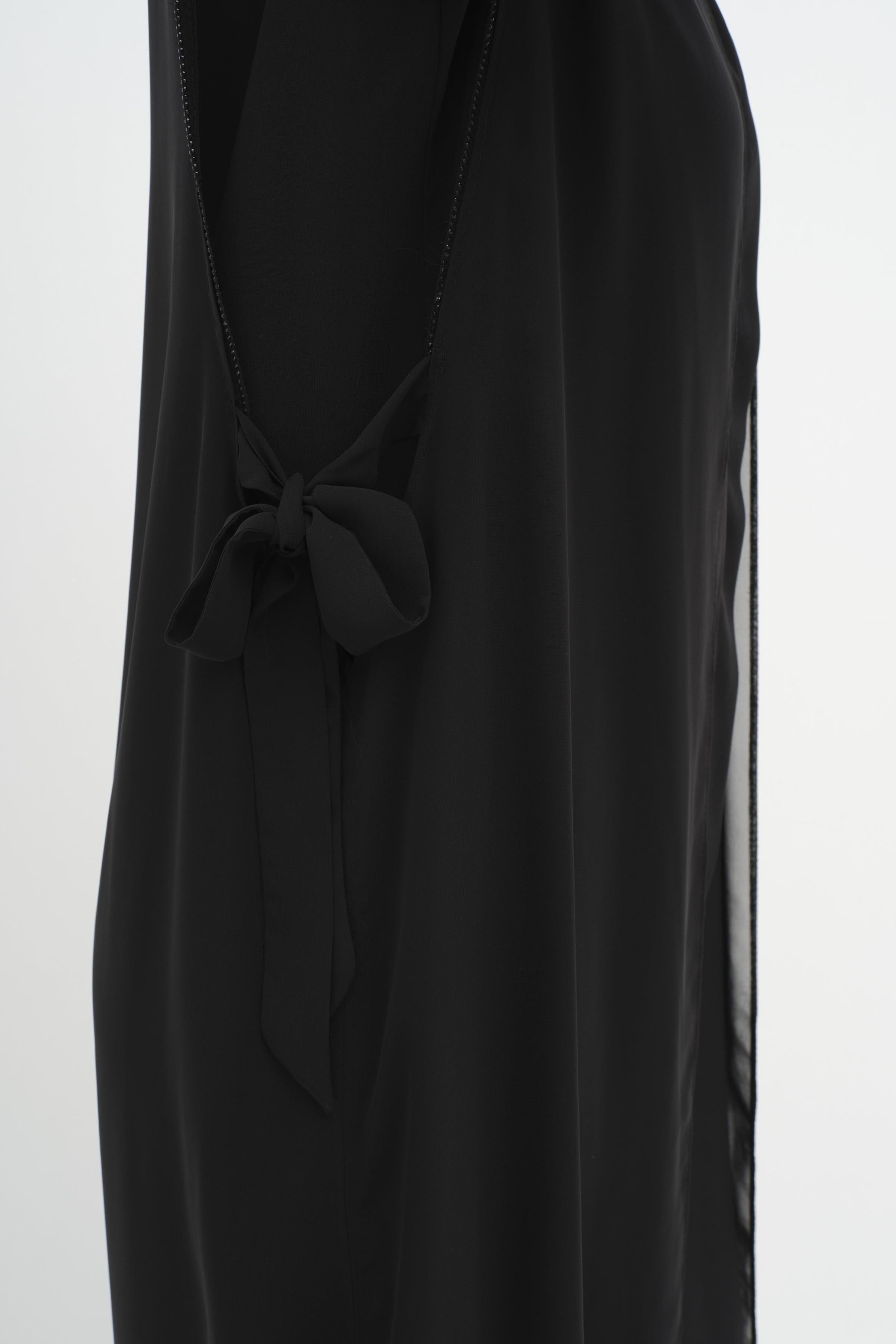 Şifon Garnili Yandan Bağlamalı Tunik - Siyah TUGBA