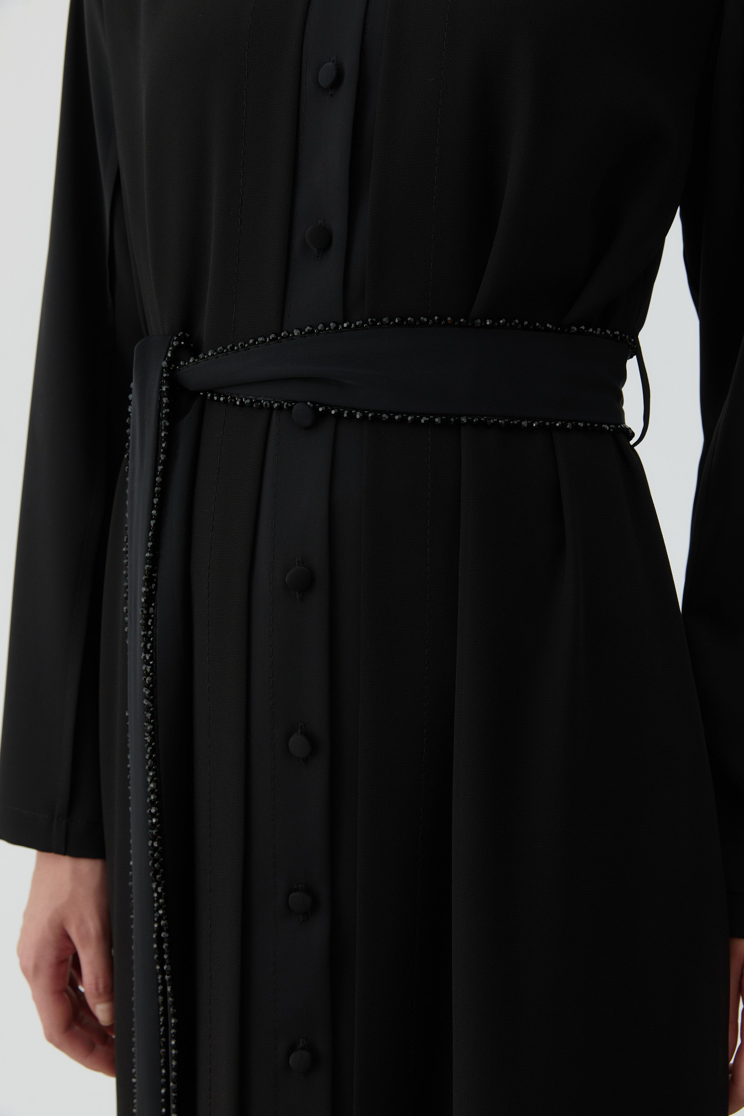 Şifon Kombinli Uzun Tunik - Siyah TUGBA