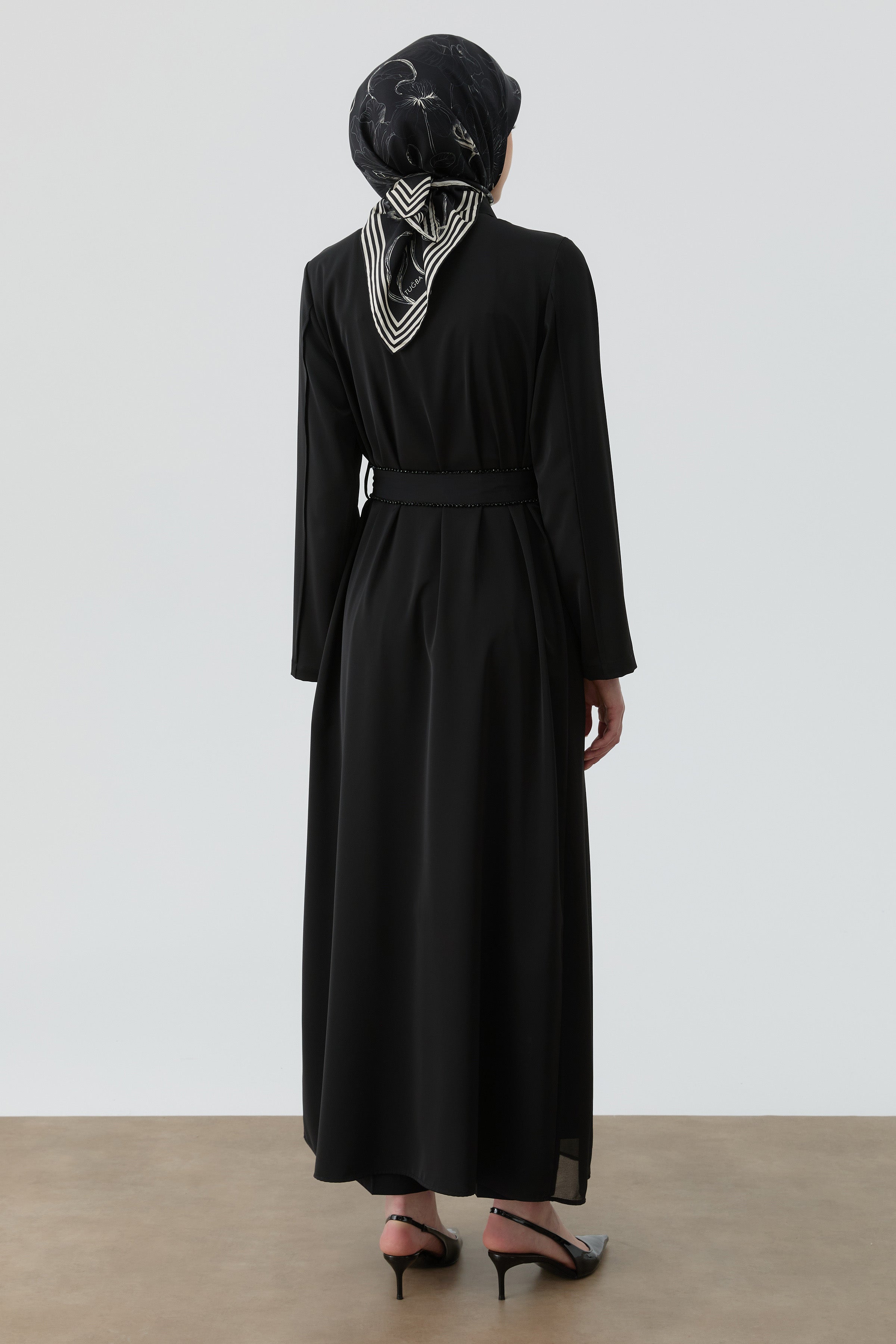 Şifon Kombinli Uzun Tunik - Siyah TUGBA