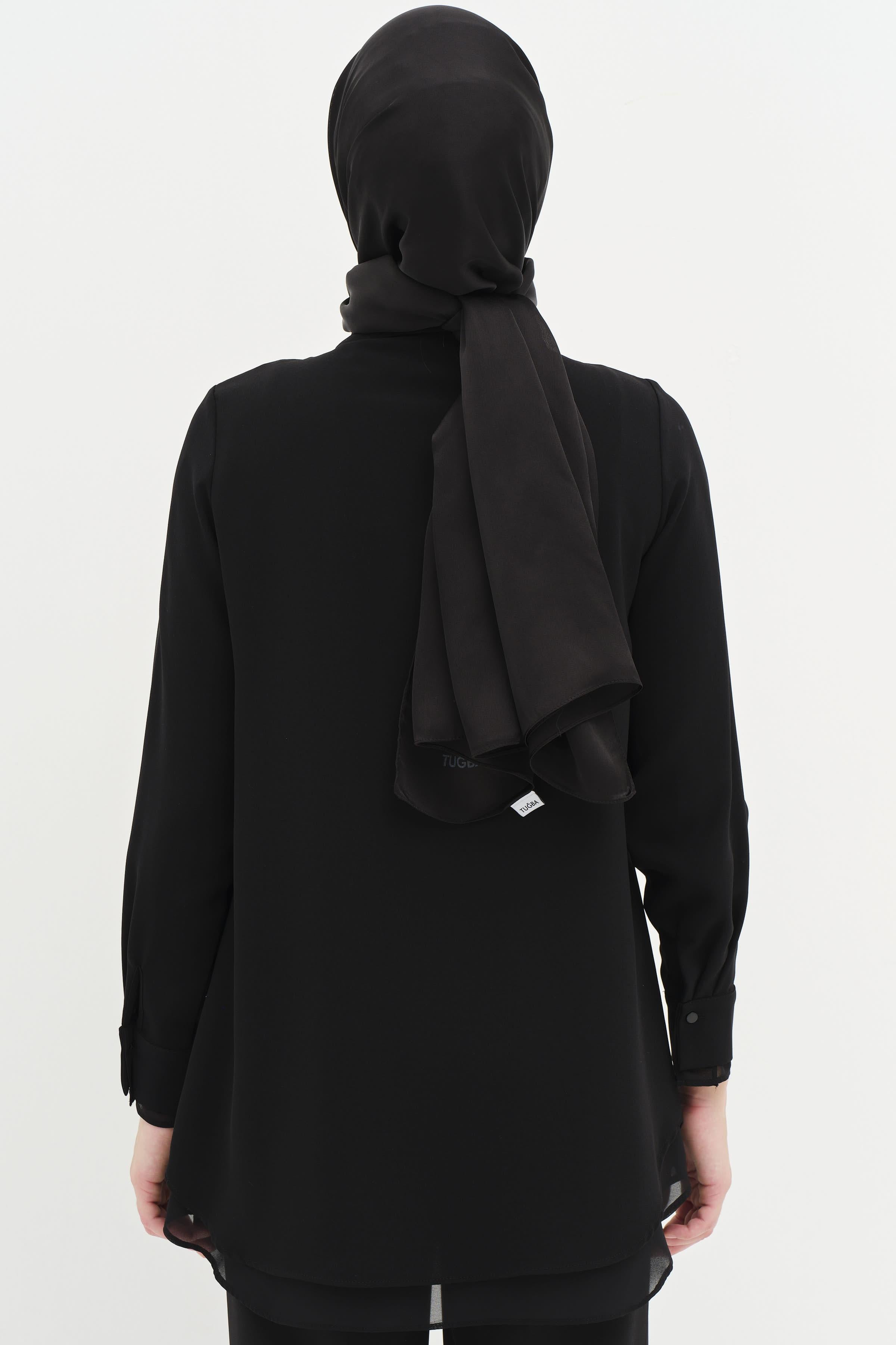 Şifon Ve Payet Garnili Tunik - Siyah TUGBA