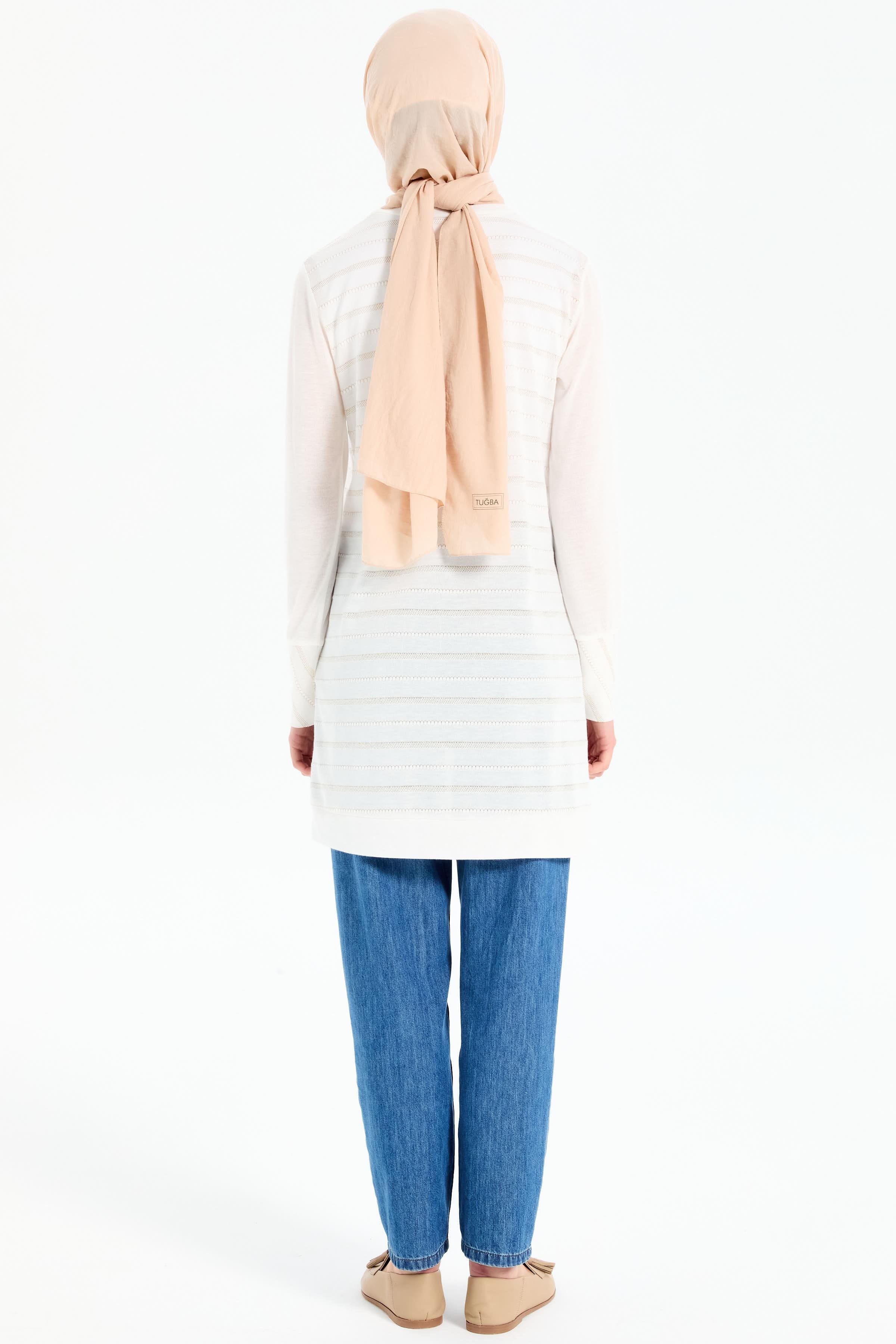 Sim İpli İnce Triko Tunik - Ekru TUGBA