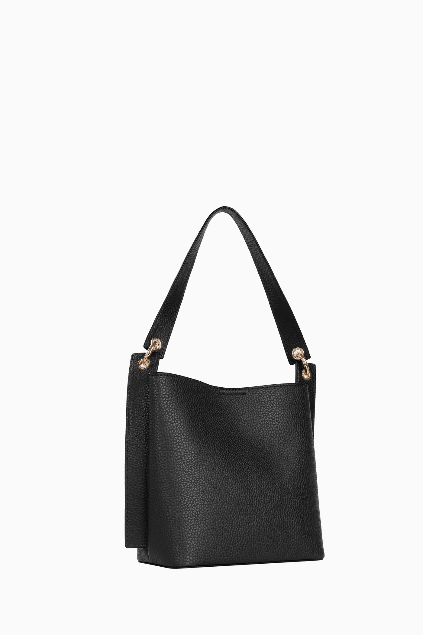 Omuz Askılı Üçgen Deri Çanta - Siyah TUGBA