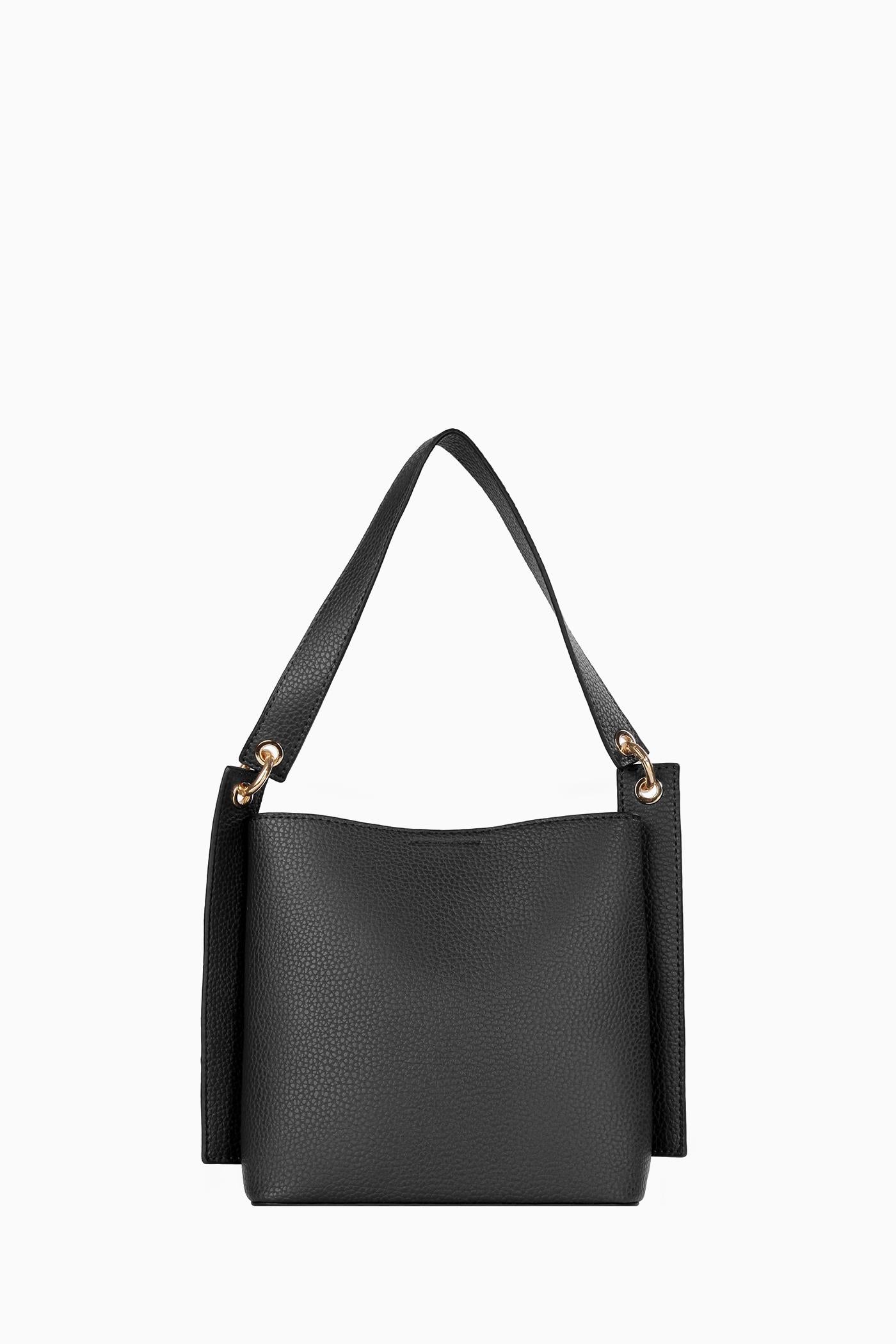 Omuz Askılı Üçgen Deri Çanta - Siyah TUGBA