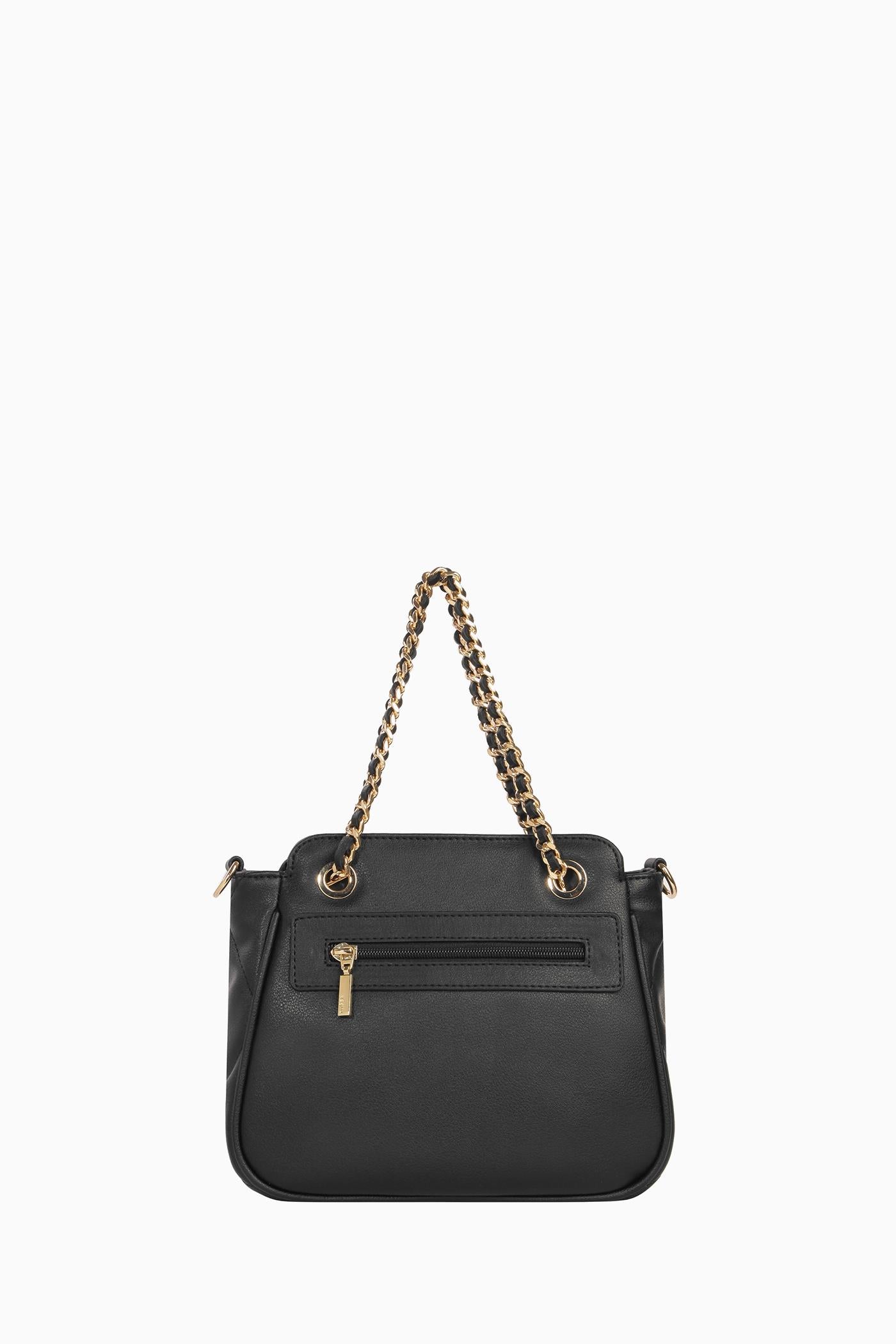 Zincir Kulplu Satchel Çanta - Siyah TUGBA