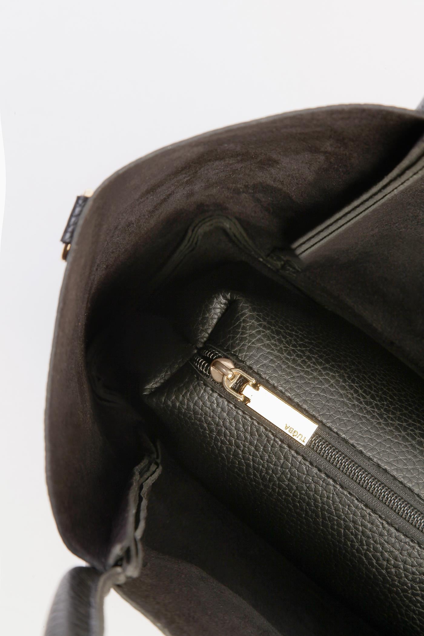 İkili Şerit Detaylı Çanta - Siyah TUGBA