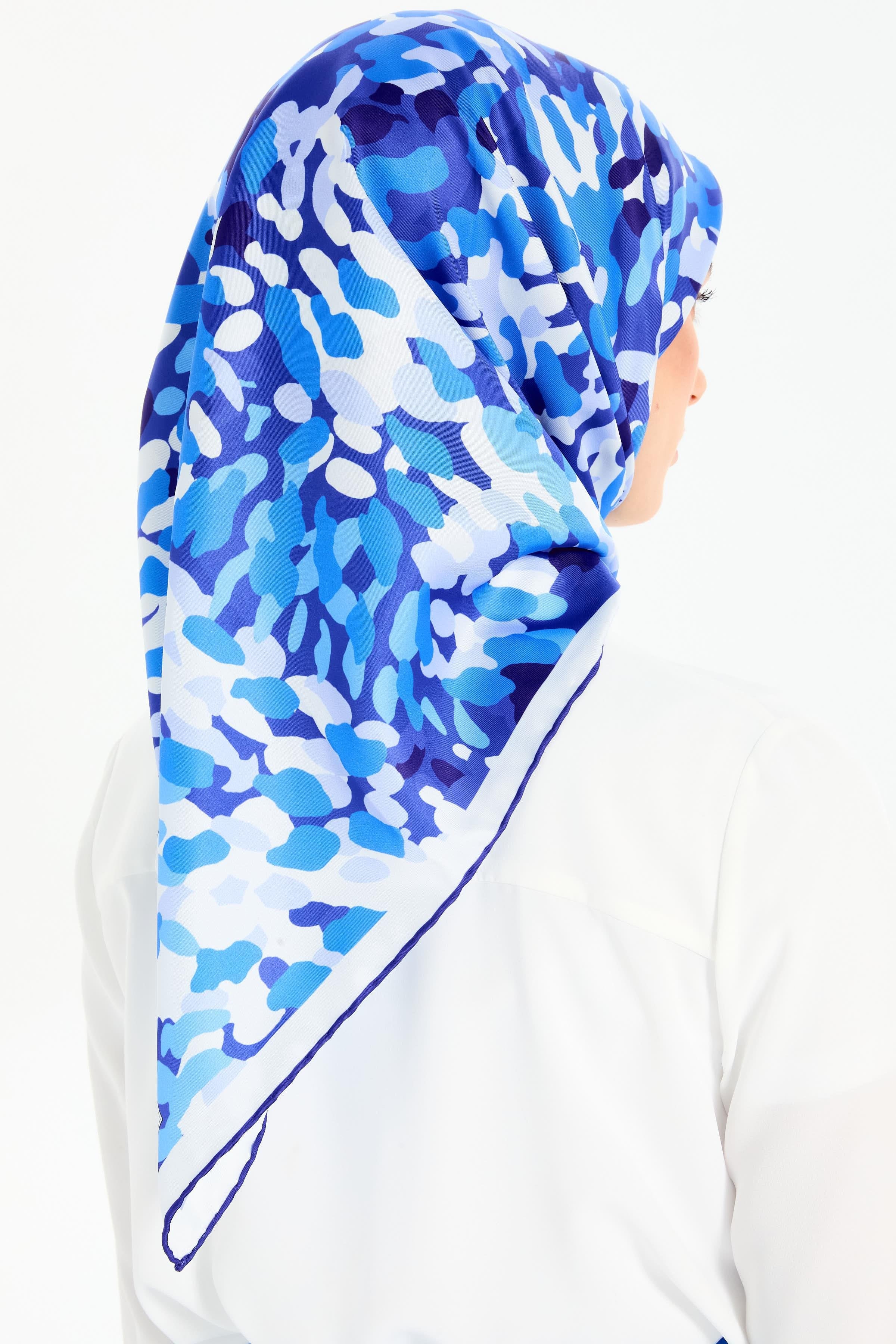 Soyut Desen Stil Eşarp - Mavi TUGBA