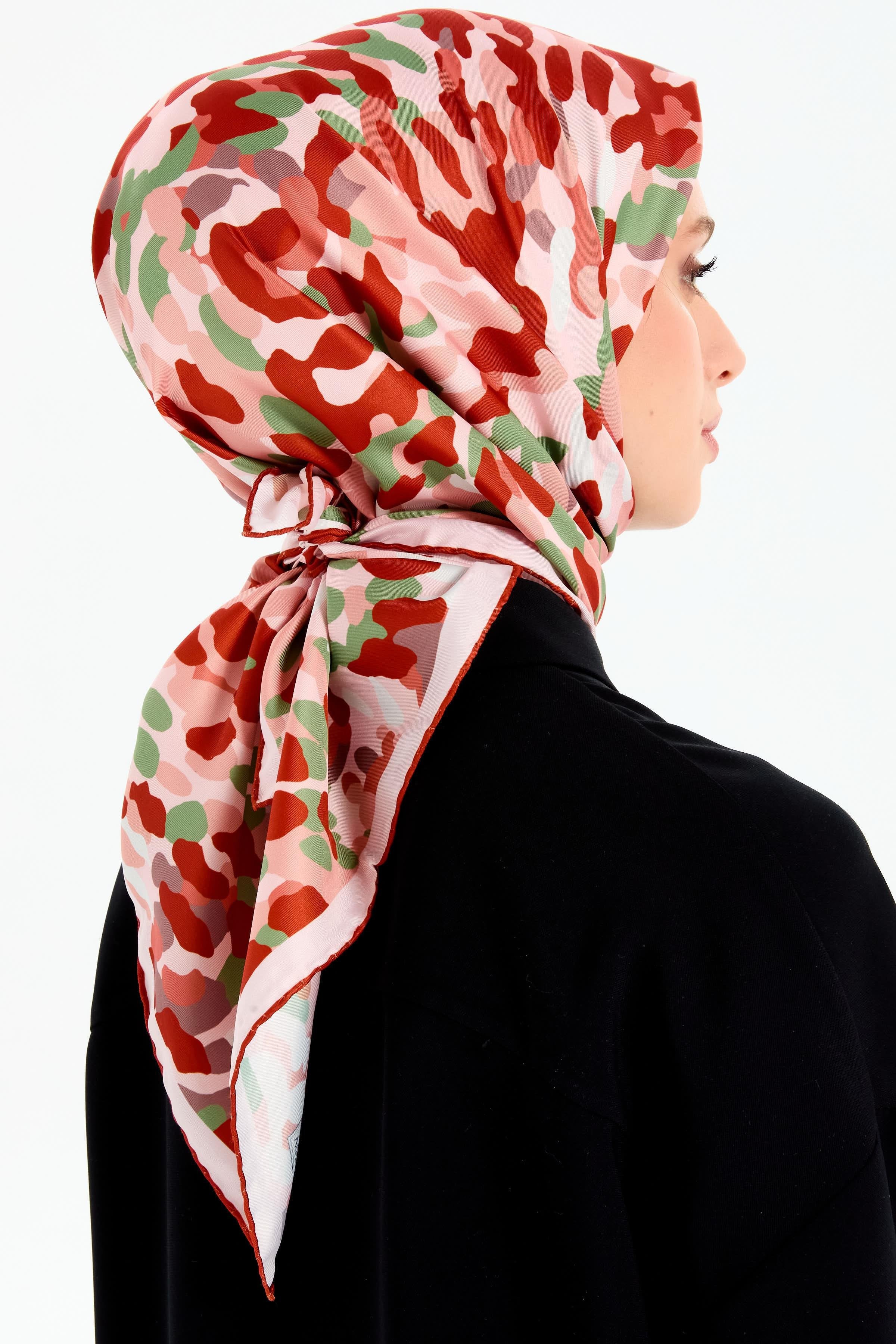 Soyut Desen Stil Eşarp - Oranj TUGBA