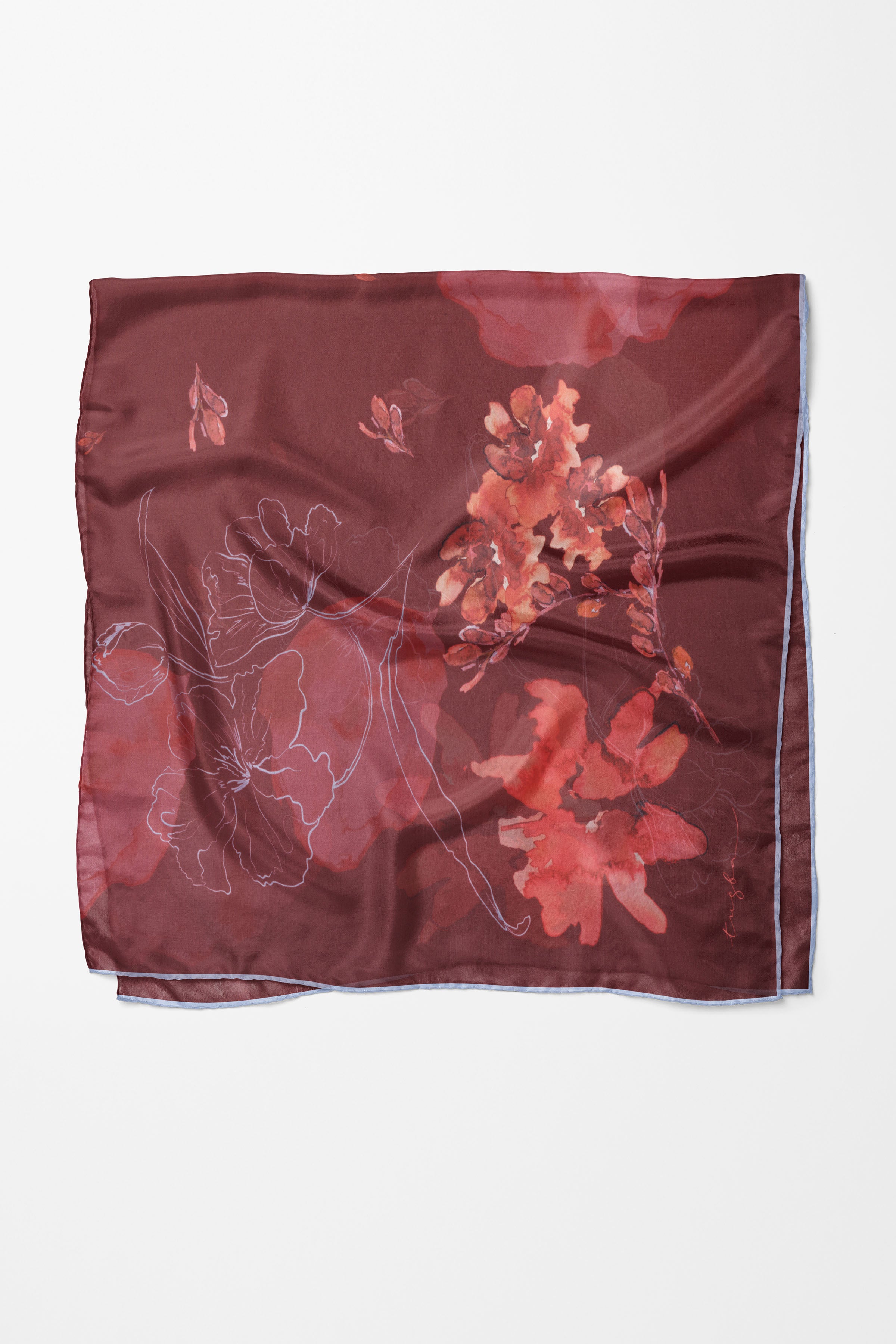 Süregan Twill İpek Eşarp - Bordo TUGBA