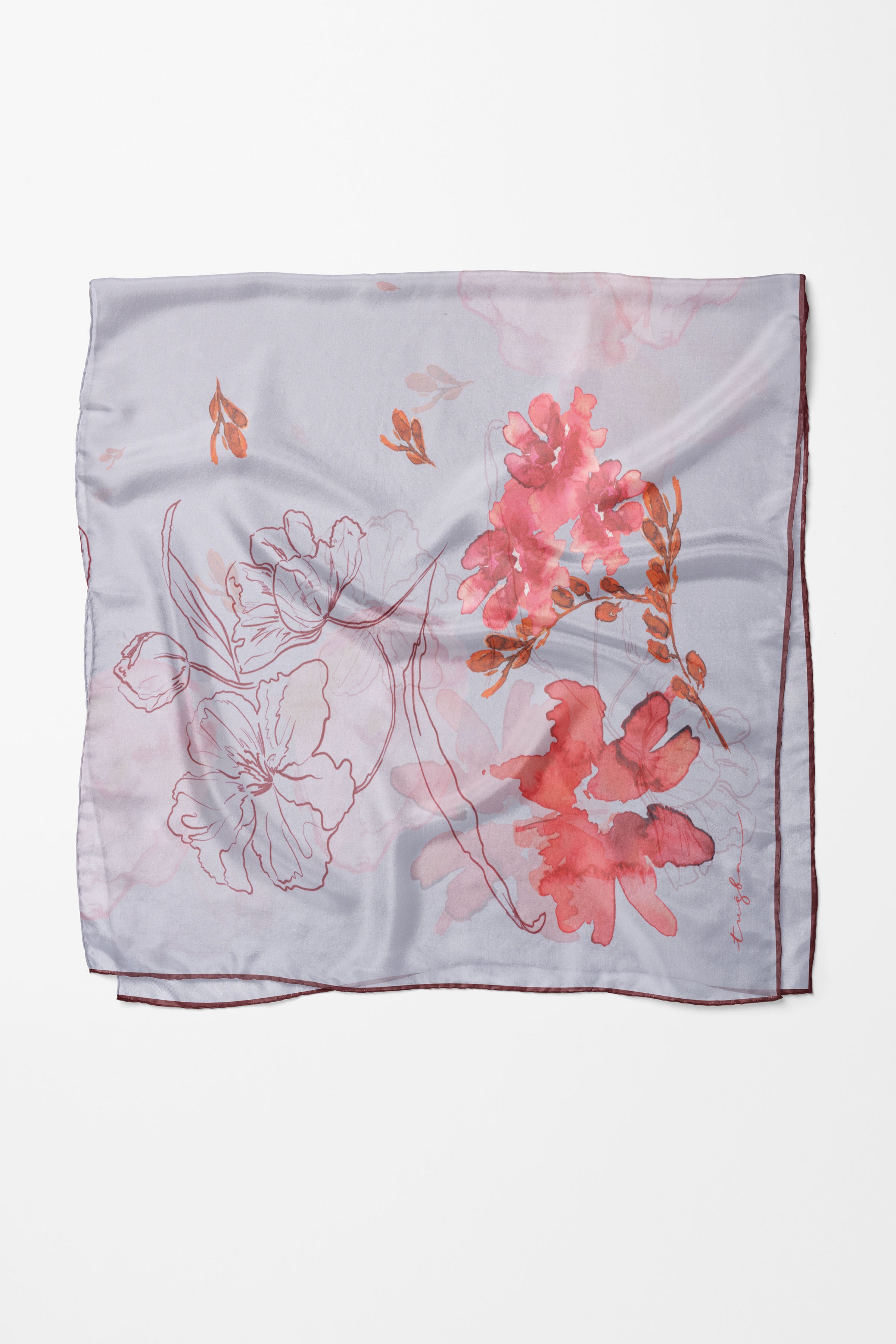 Süregan Twill İpek Eşarp - İndigo TUGBA