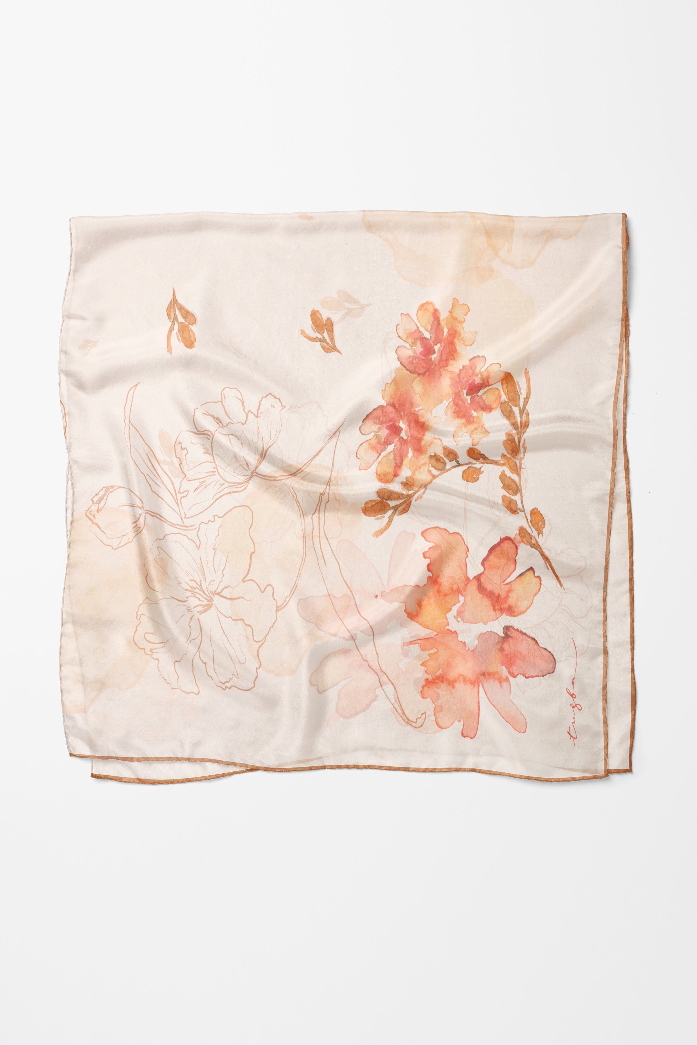 Süregan Twill İpek Eşarp - Krem TUGBA