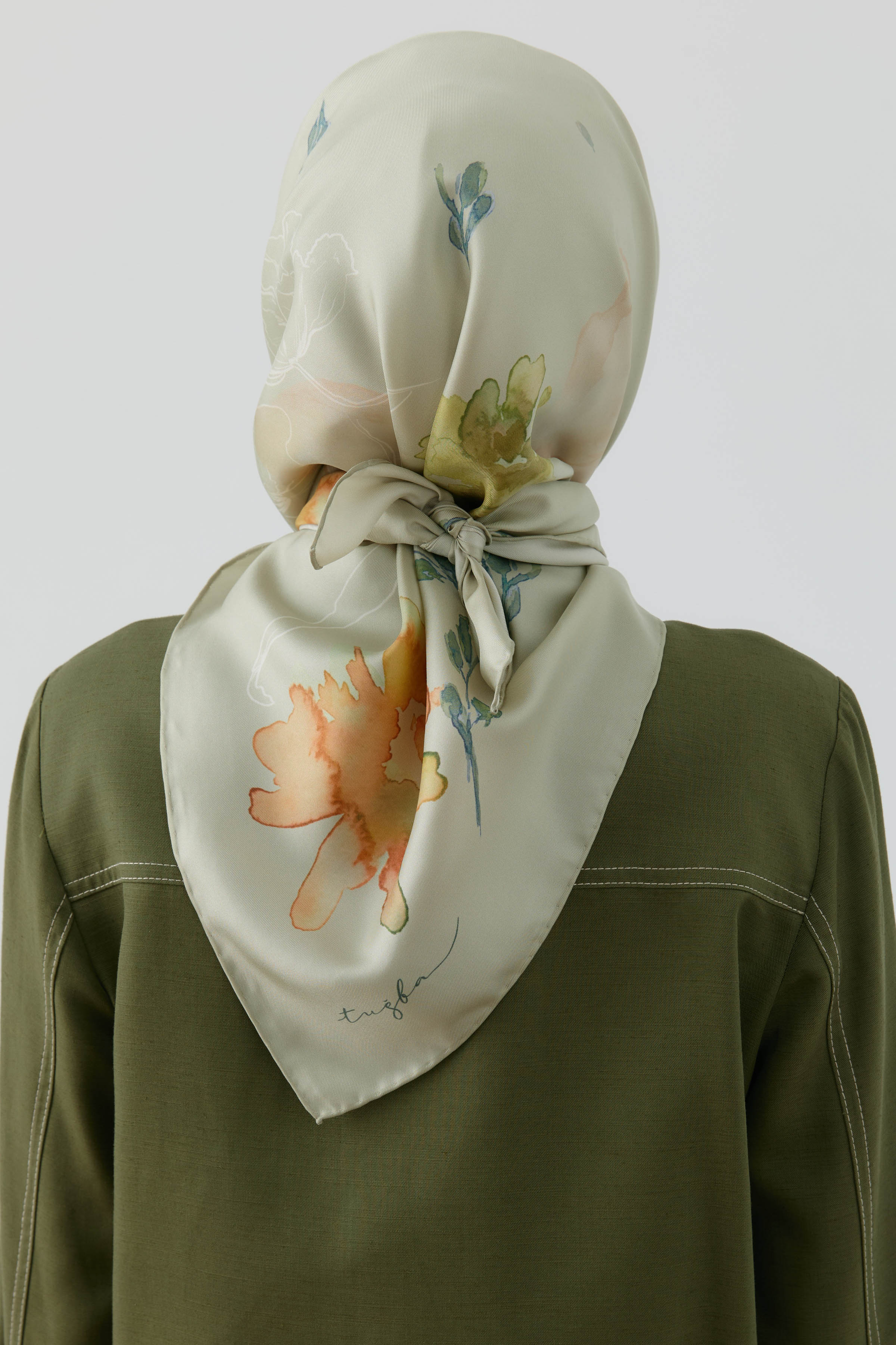 Süregan Twill İpek Eşarp - Su Yeşili TUGBA