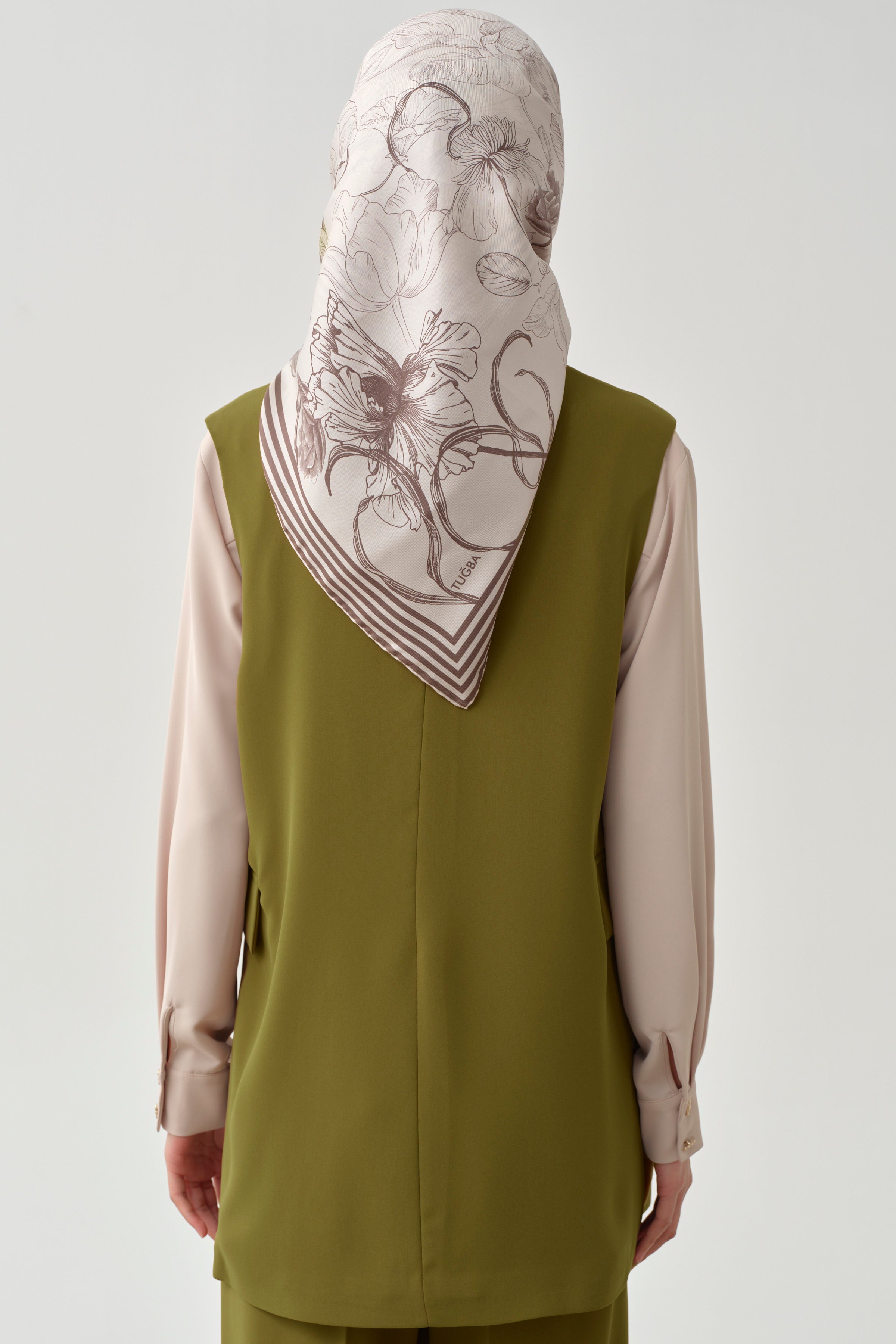 Süs Cep Kapaklı Yırtmaçlı Yelek - Olive TUGBA