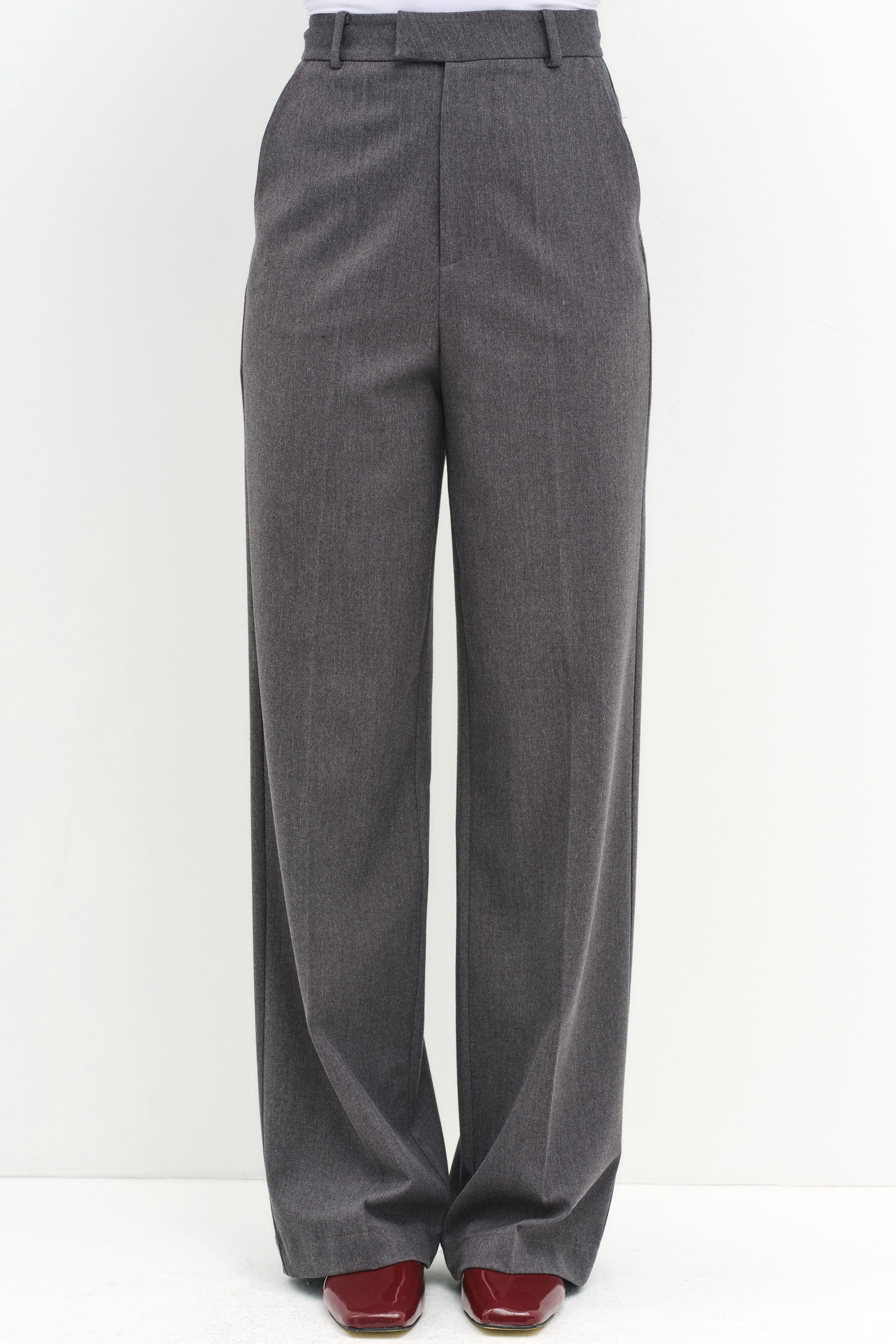 Süs Köprülü Bol Paça Pantolon - Füme TUGBA