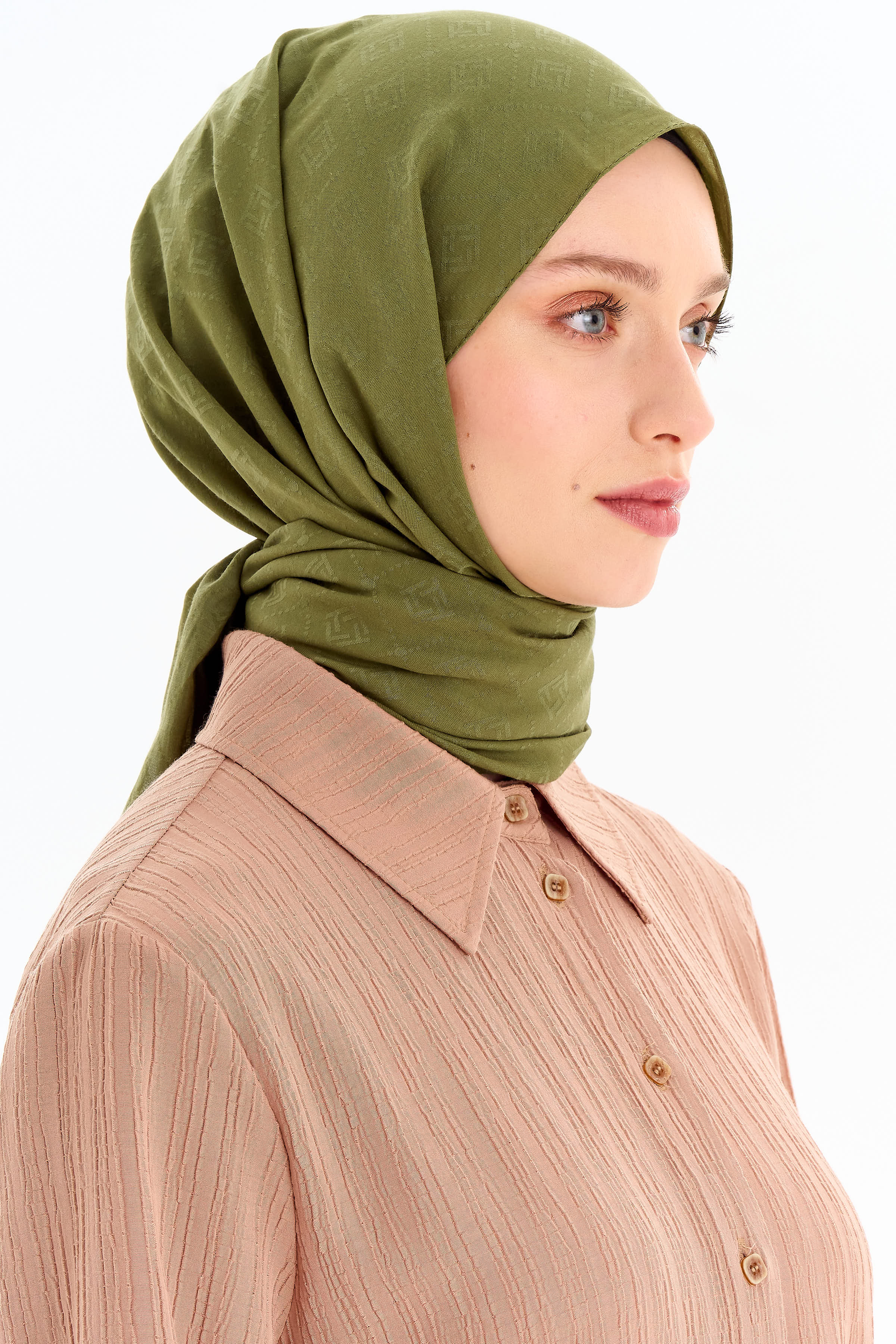 T Logo Pamuk Şal - Haki TUGBA