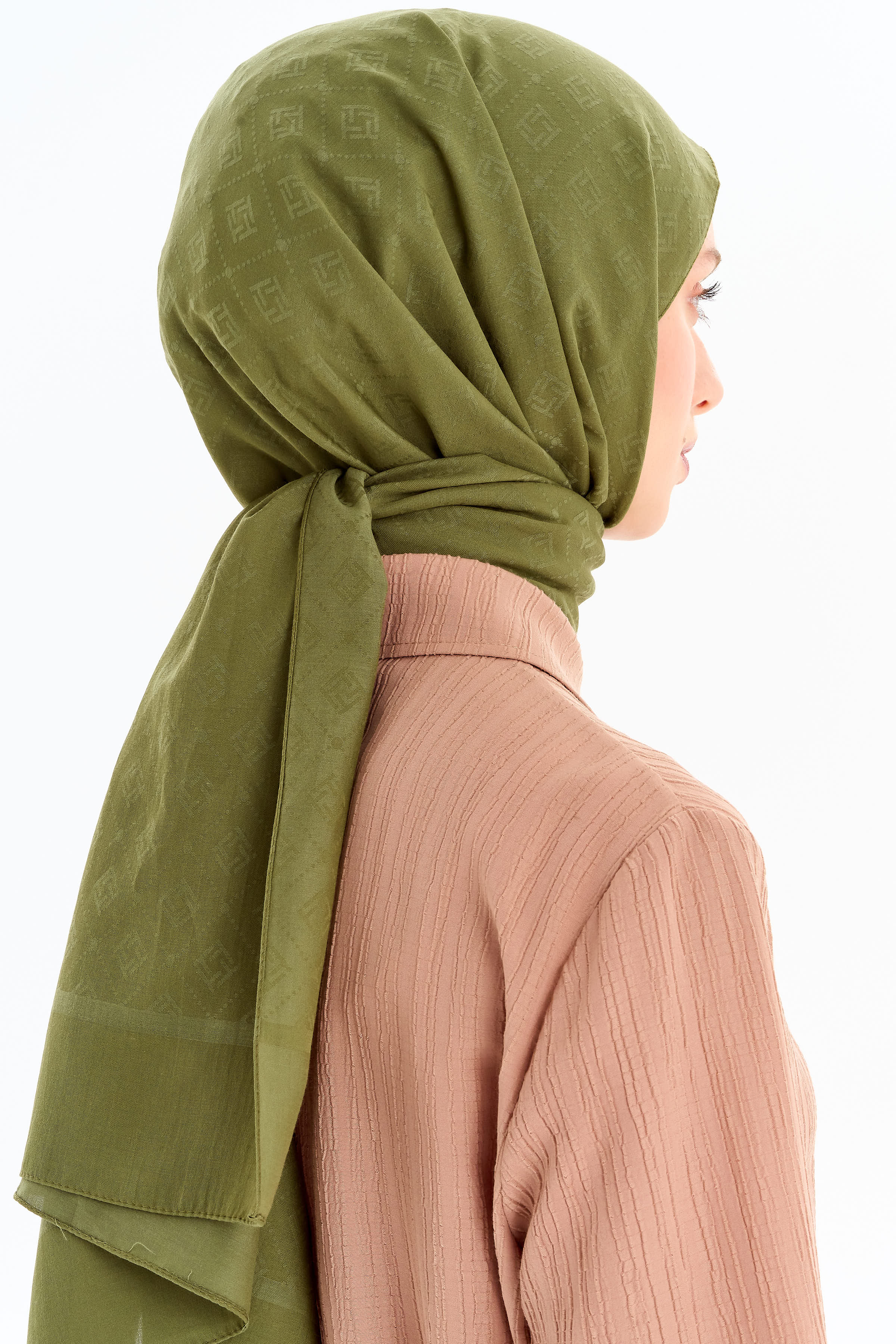 T Logo Pamuk Şal - Haki TUGBA