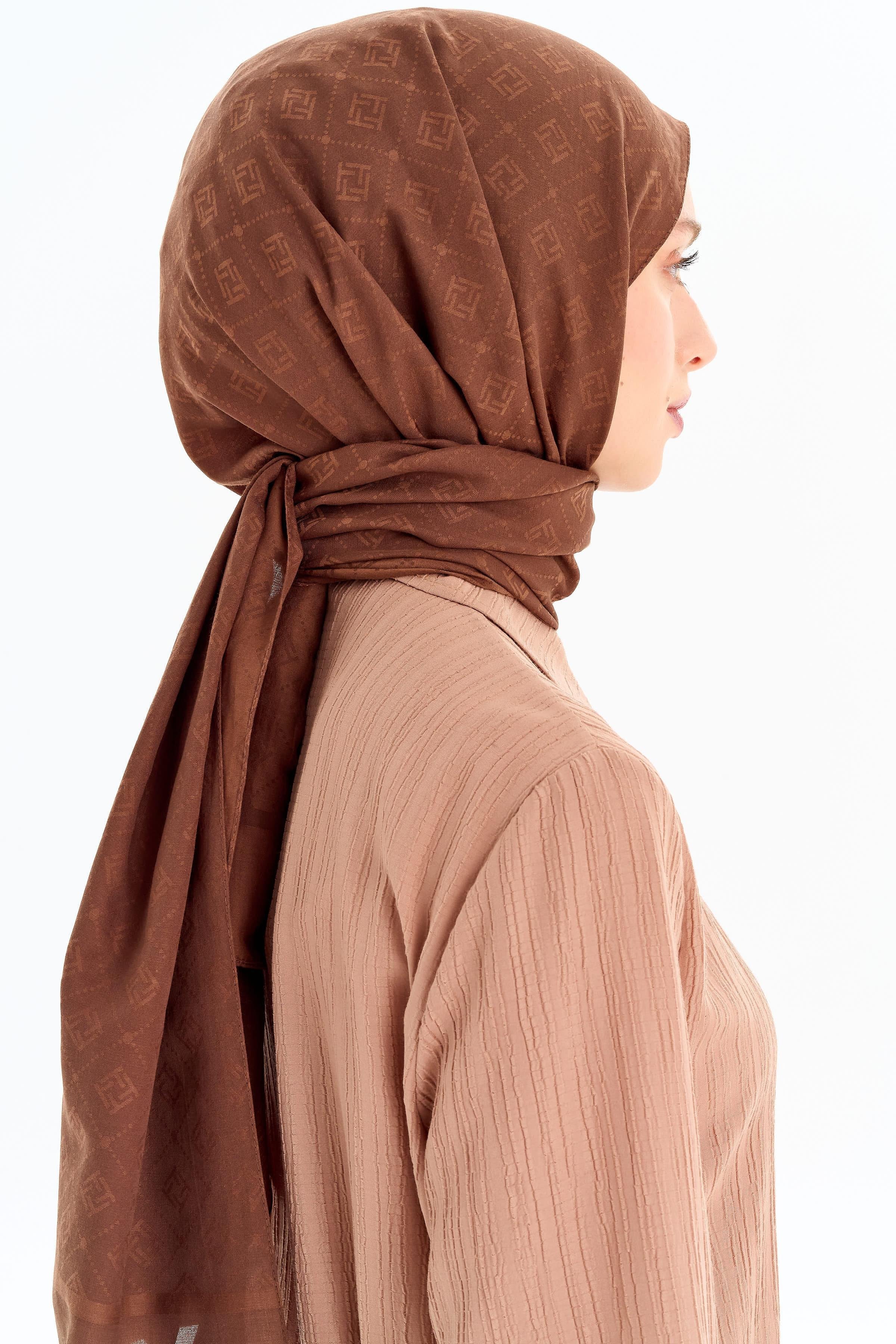 T Logo Pamuk Şal - Açık Kahve TUGBA