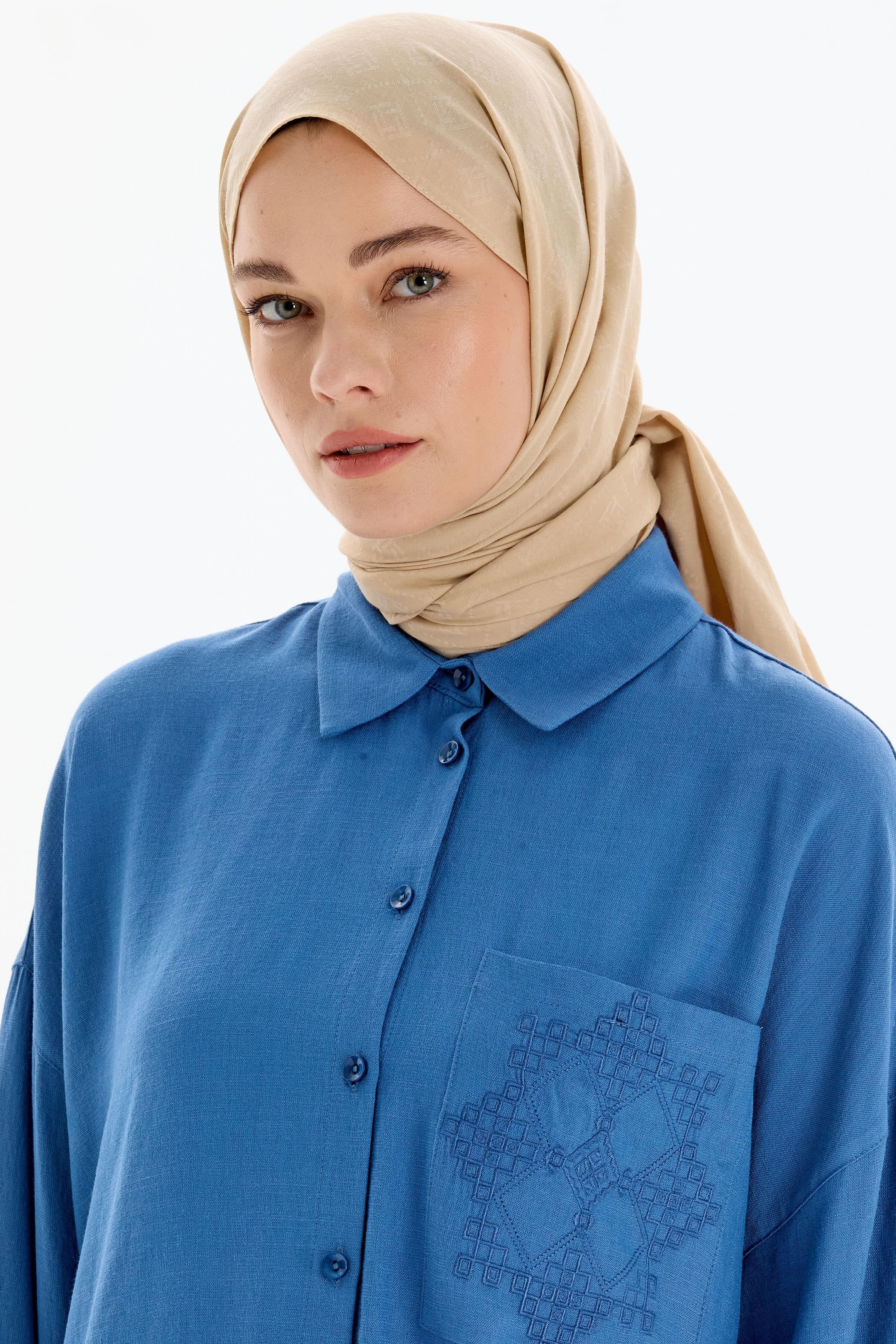 T Logo Pamuk Şal - Bej TUGBA