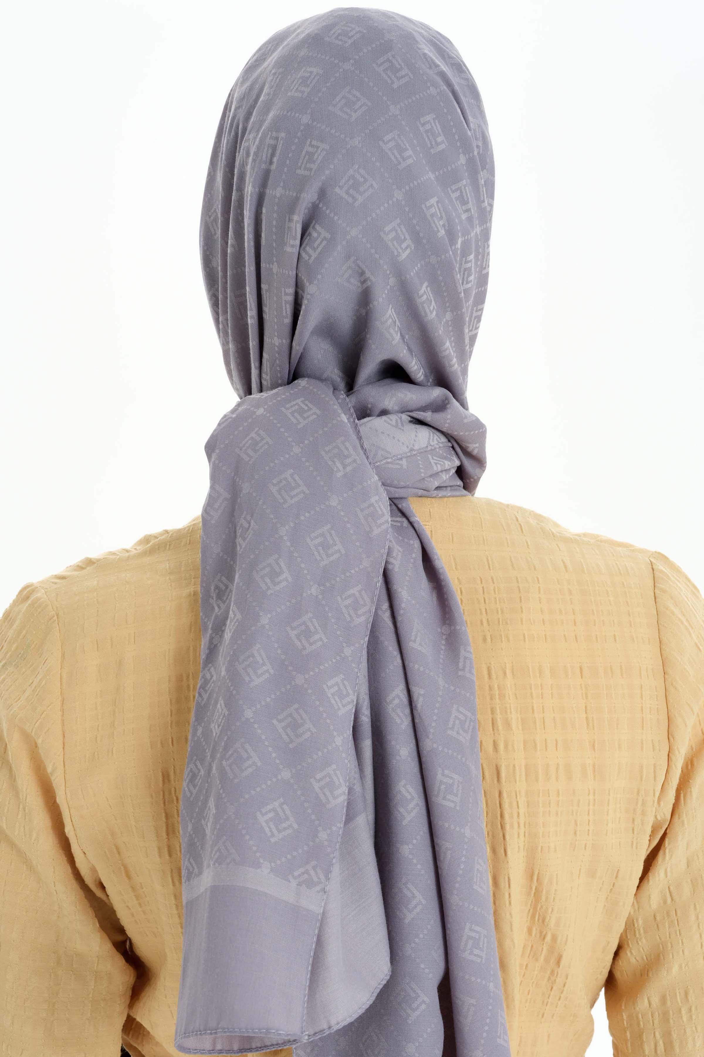 T Logo Pamuk Şal - Koyu Gri TUGBA