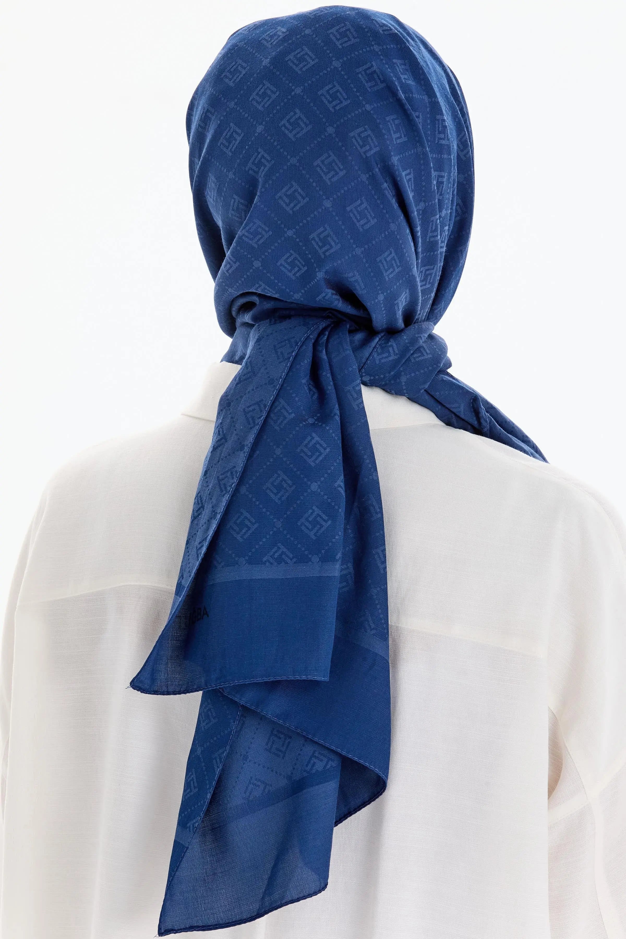 T Logo Pamuk Şal - Lacivert TUGBA