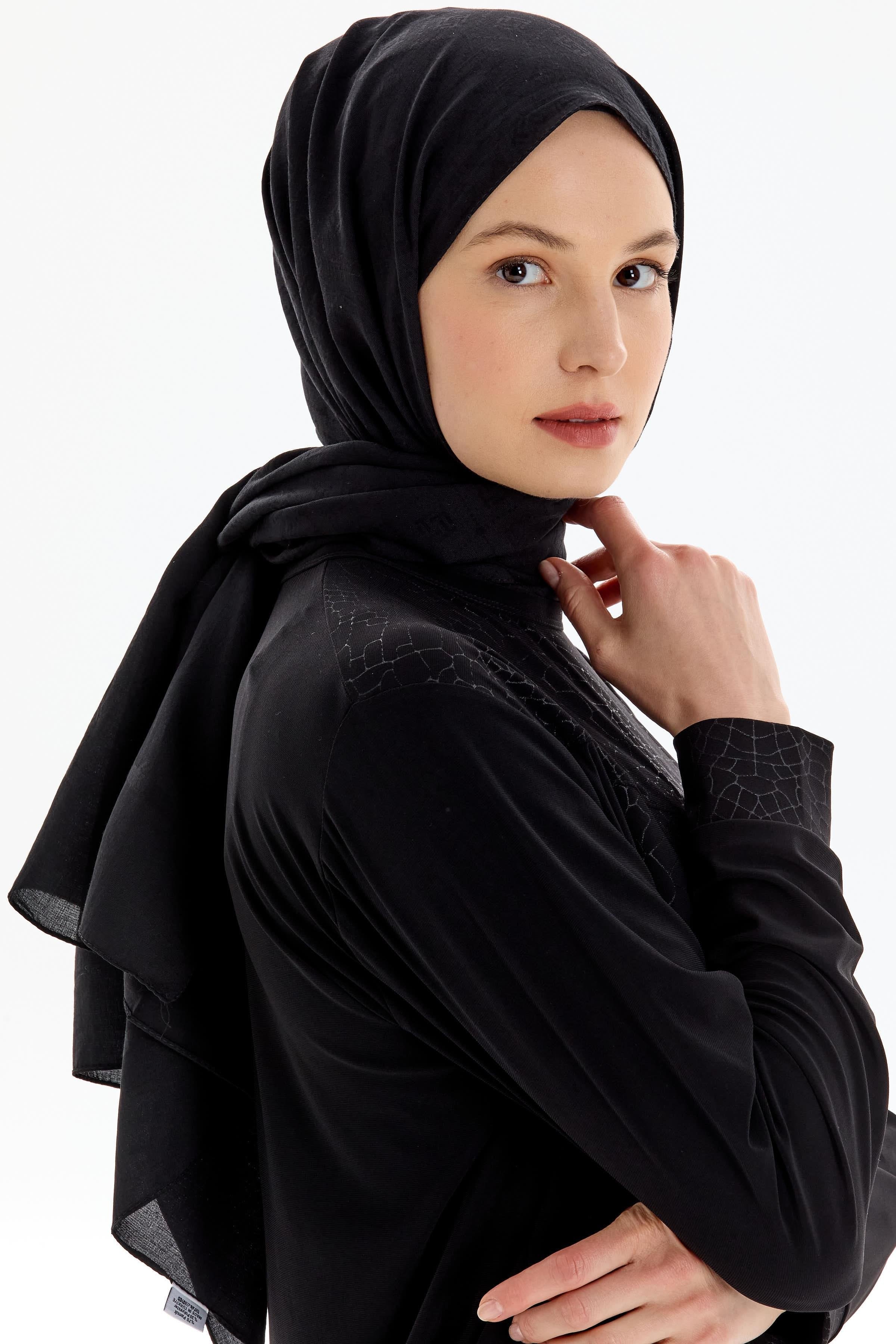 T Logo Pamuk Şal - Siyah TUGBA